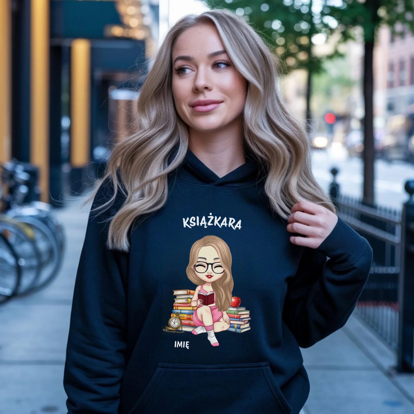 Bluza damska z kapturem - Książkara - Prezent dla miłośniczki czytania książek - personalizowana DZ04 - StoryCups.pl