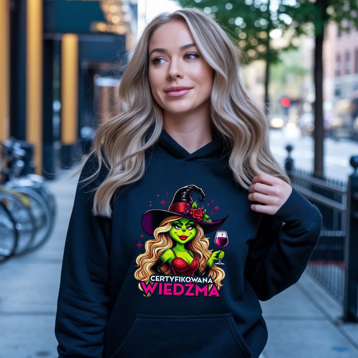 Bluza damska z kapturem - Certyfikowana wiedźma - śmieszna HL13 - StoryCups.pl