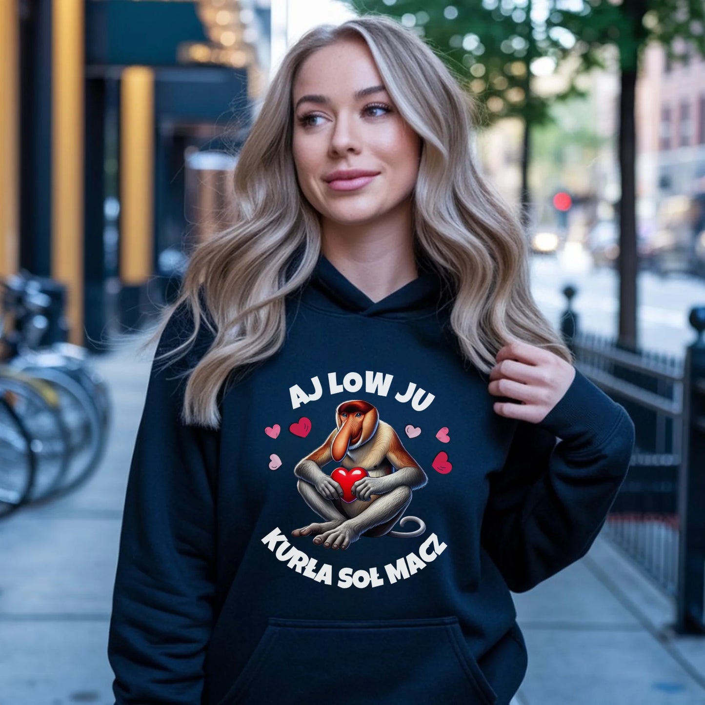 Bluza damska z kapturem - Janusz nosacz - Aj low ju kurła W26 - StoryCups.pl