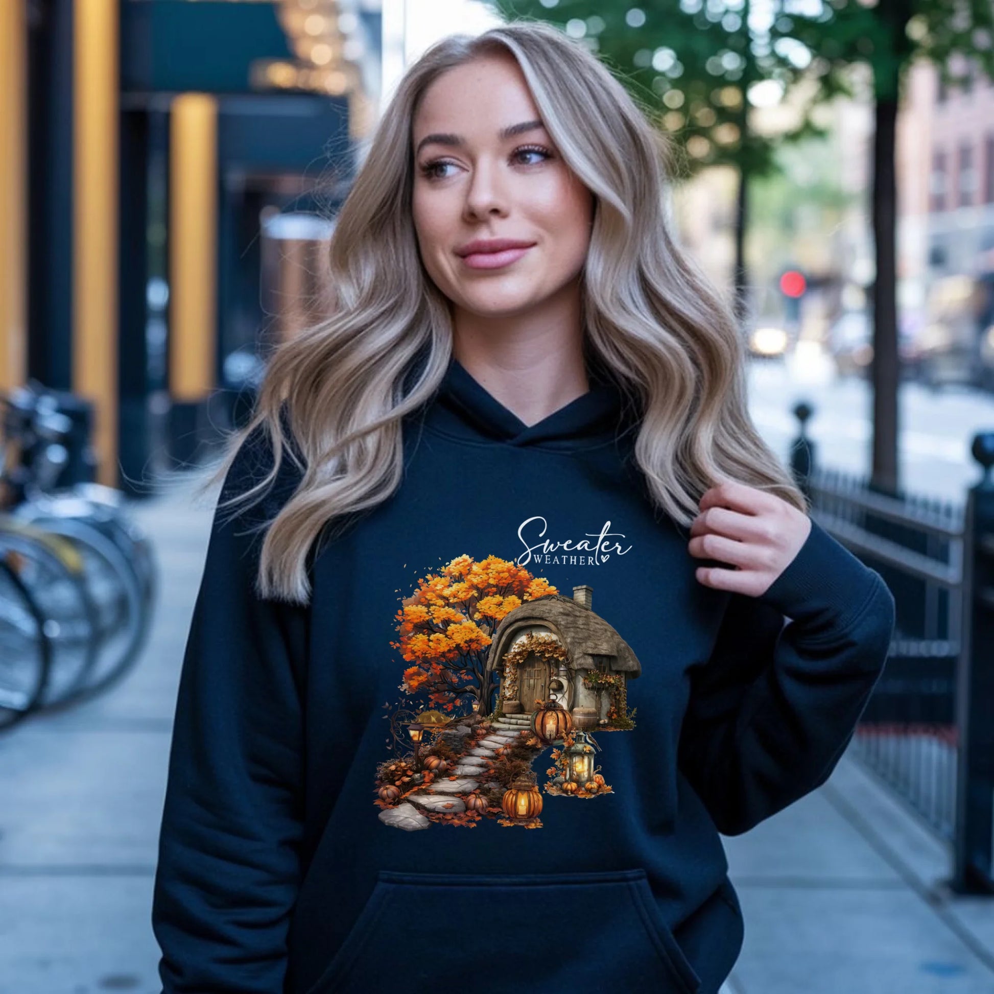 Bluza damska z kapturem jesieniara - Sweater weather JS15 - StoryCups.pl