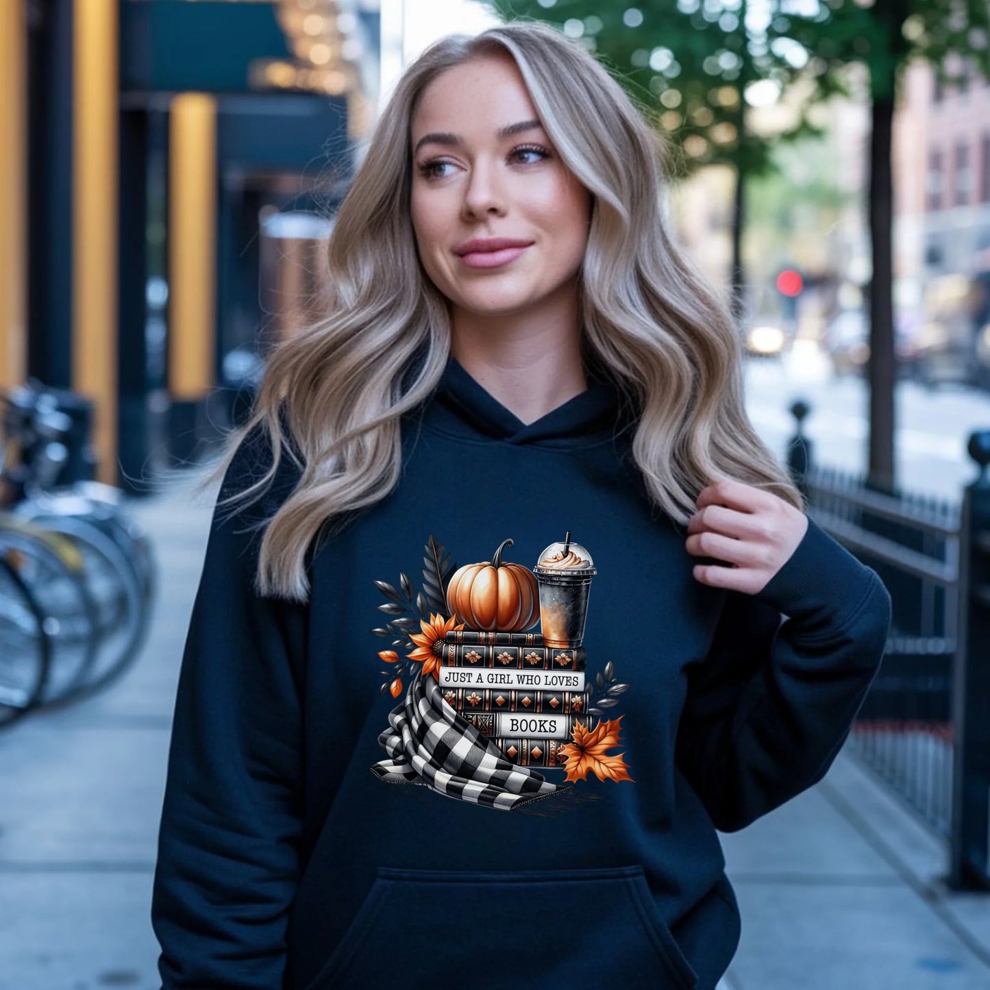 Bluza damska z kapturem jesieniara - Książkara - prezent dla miłośniczki czytania książek JS13 - StoryCups.pl