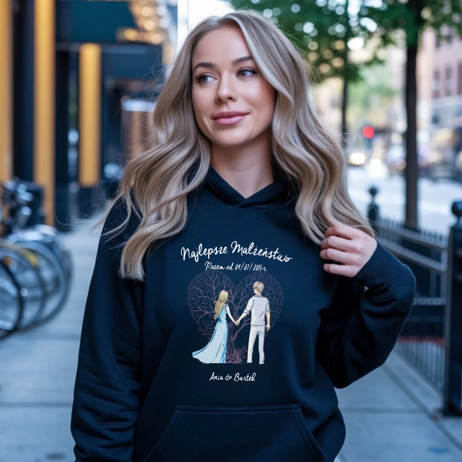Bluza damska z kapturem - prezent dla żony Rocznica Ślubu - Najlepsze małżeństwo - personalizowana W03 - StoryCups.pl