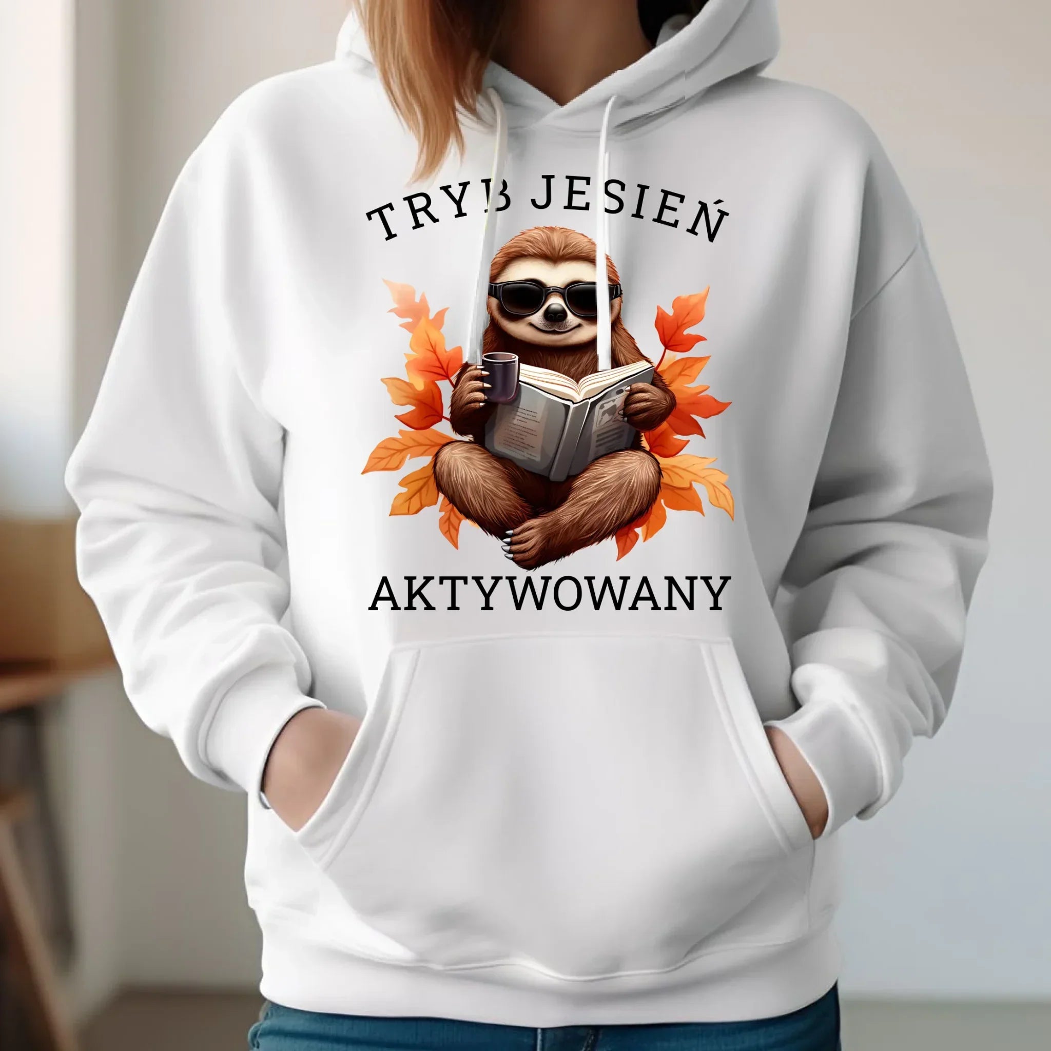 Bluza damska z kapturem jesienna - Leniwiec - Tryb jesień aktywowany JS23 - StoryCups.pl