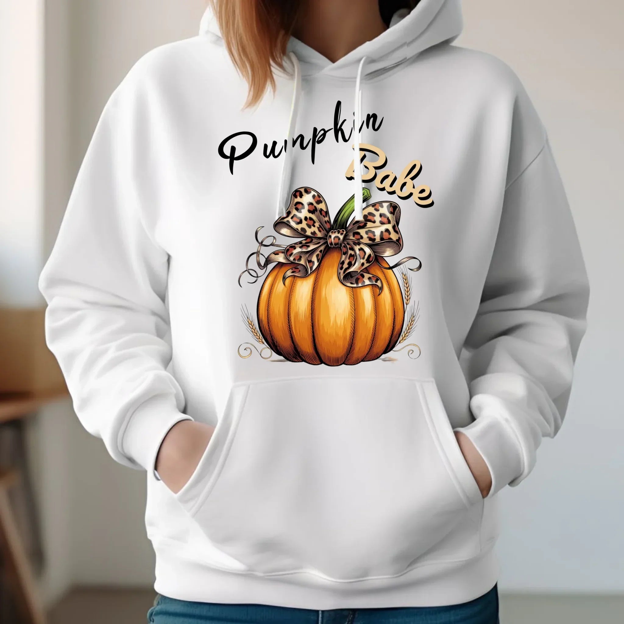 Bluza damska z kapturem jesienna - Pumpkin Babe - dla miłośniczki dyni JS33 - StoryCups.pl