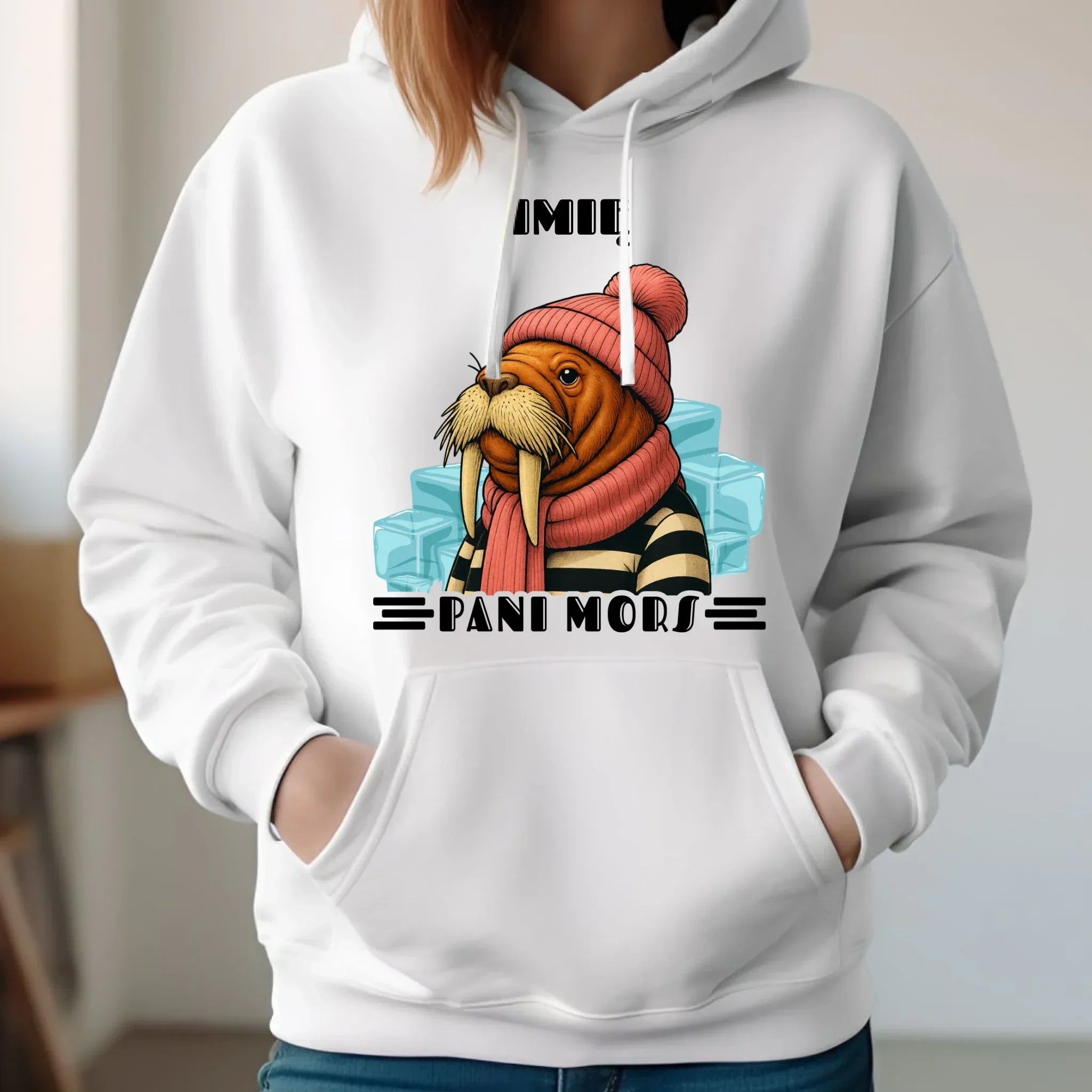 Bluza damska z kapturem - prezent dla morsa - Pani Mors - personalizowana HM16