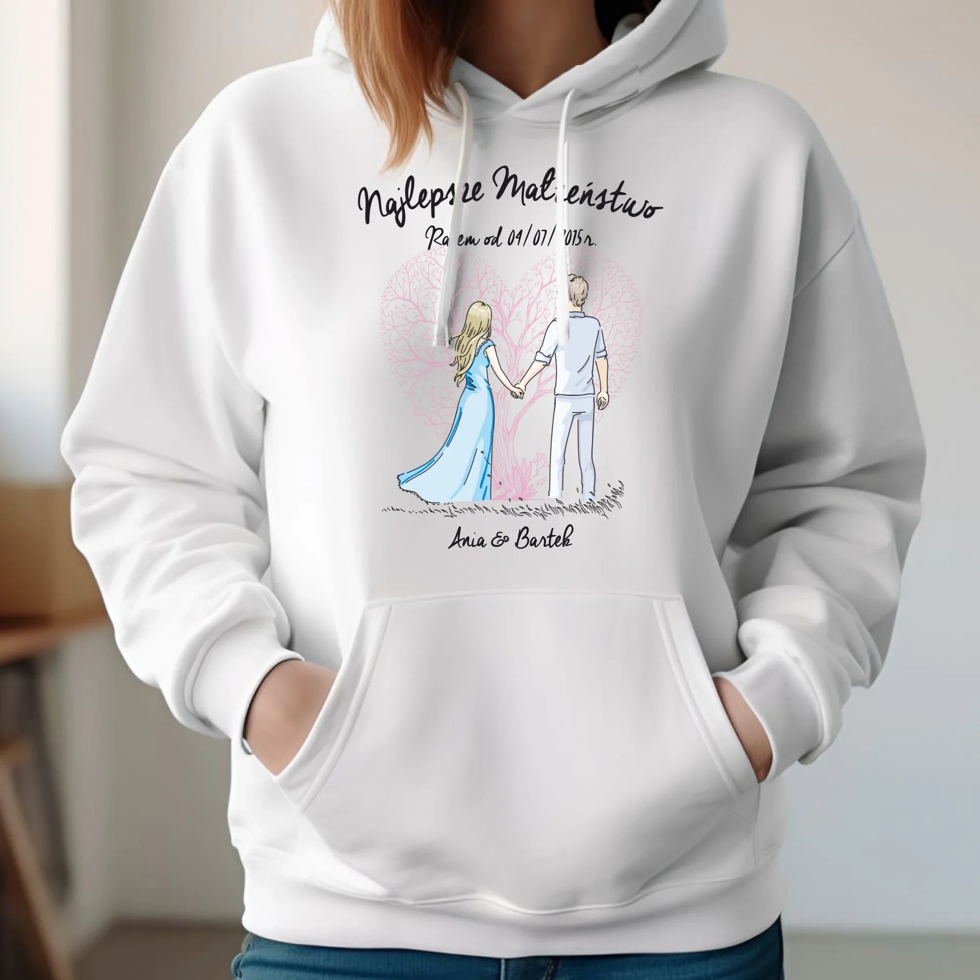 Bluza damska z kapturem - prezent dla żony Rocznica Ślubu - Najlepsze małżeństwo - personalizowana W03 - StoryCups.pl