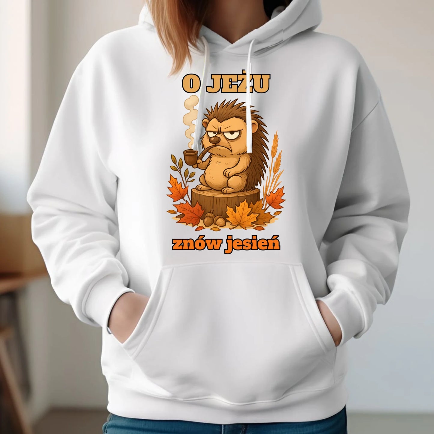 Bluza damska z kapturem jesienna - O jeżu znów jesień JS20 - StoryCups.pl