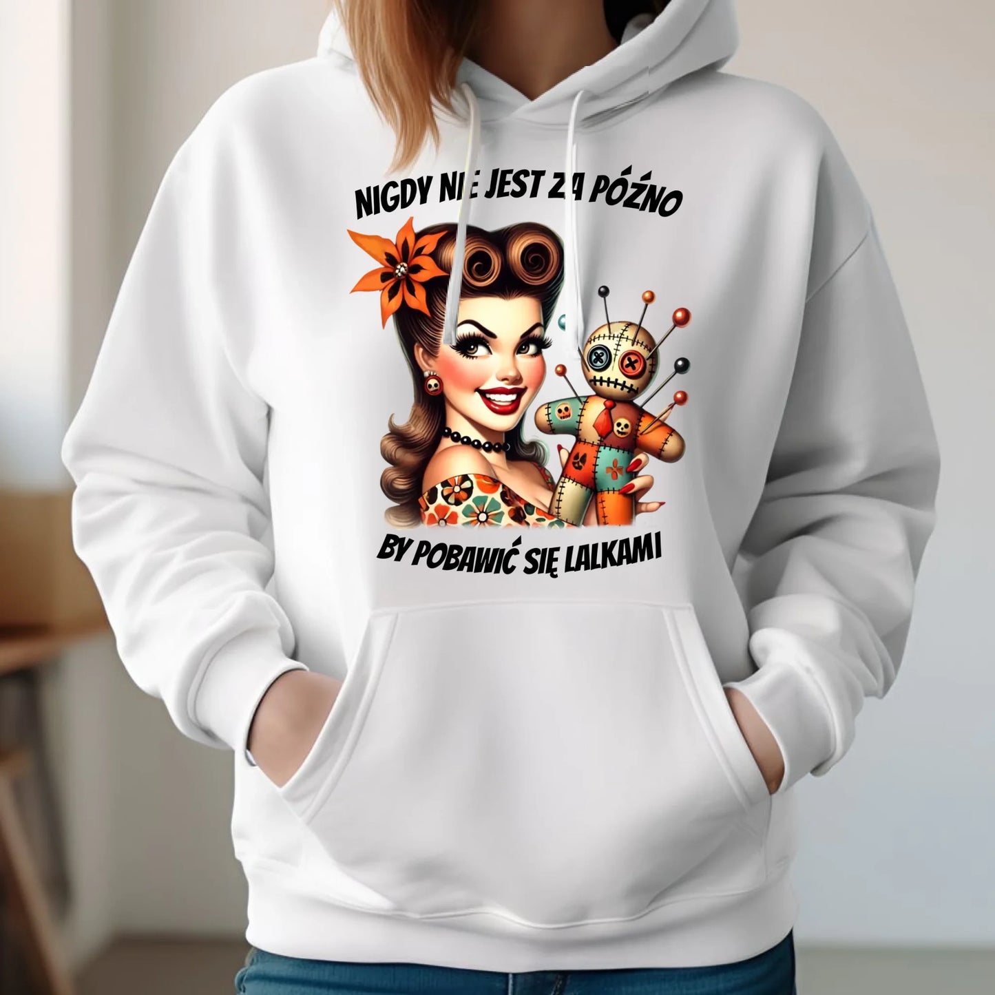 Bluza damska z kapturem - Laleczka Voodoo retro DZ21 - StoryCups.pl