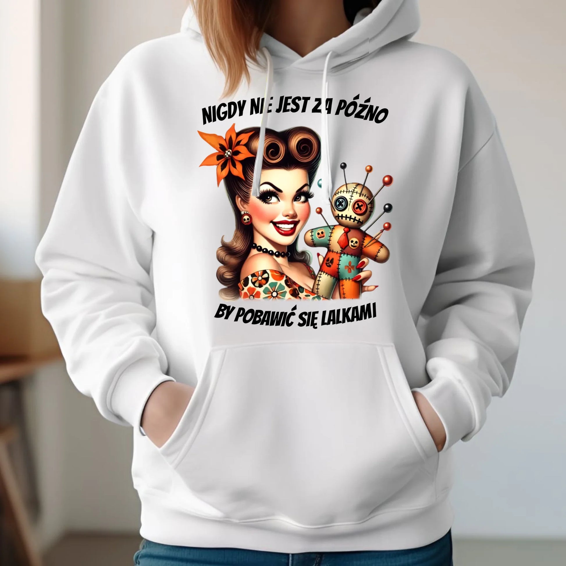 Bluza damska z kapturem - Laleczka Voodoo retro DZ21 - StoryCups.pl
