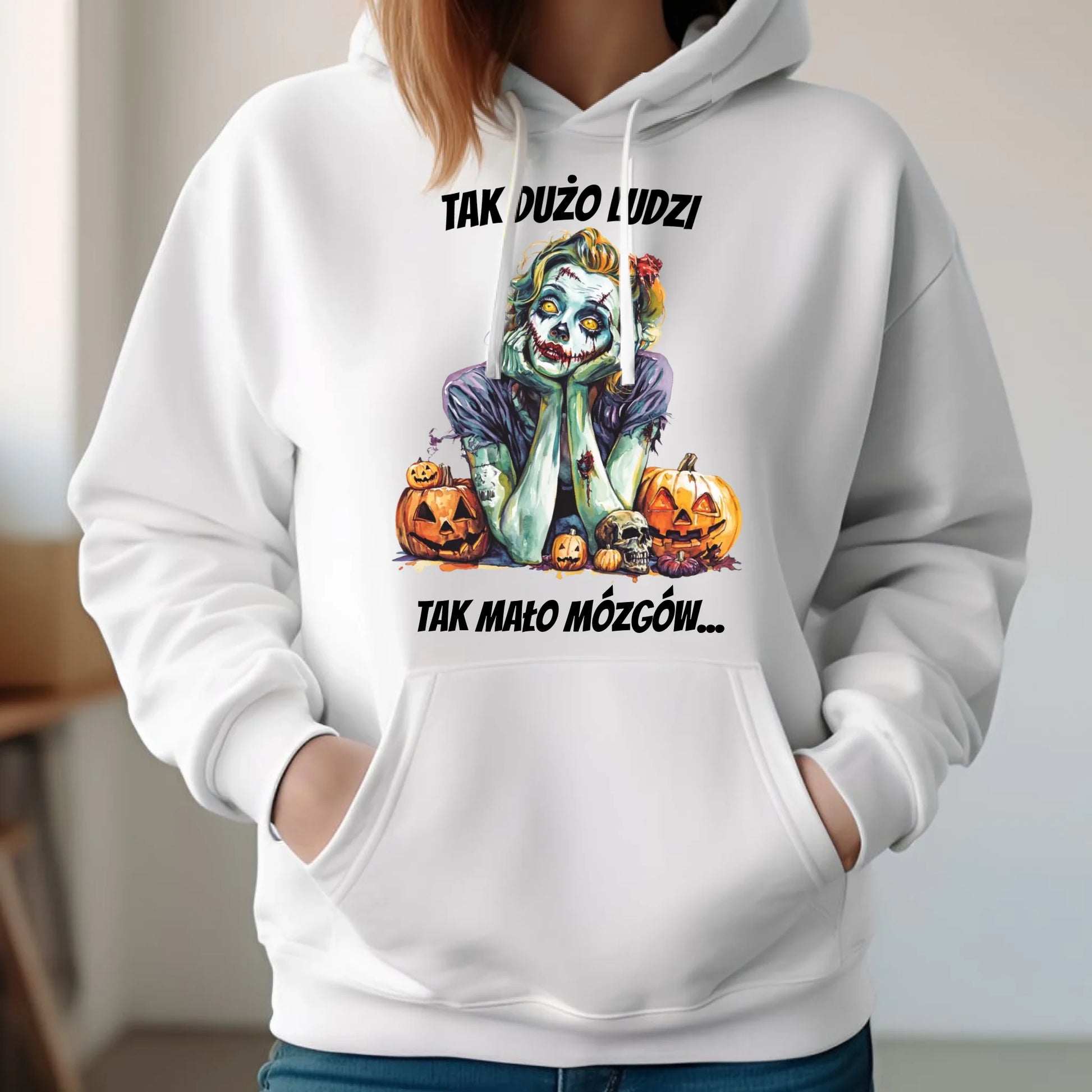 Bluza damska z kapturem na Halloween - Zombie - Tak mało mózgów HL31 - StoryCups.pl