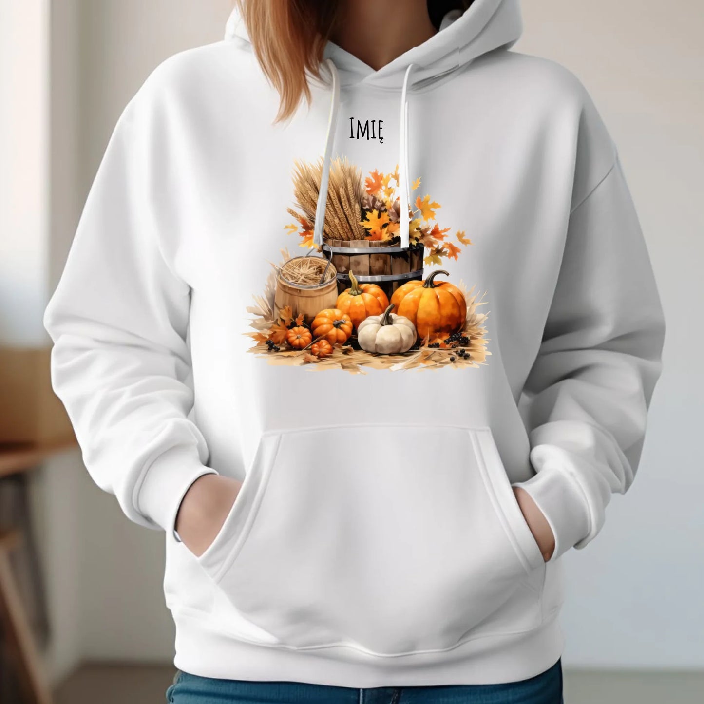 Bluza damska z kapturem jesieniara - Harvest vibes - personalizowana JS09 - StoryCups.pl