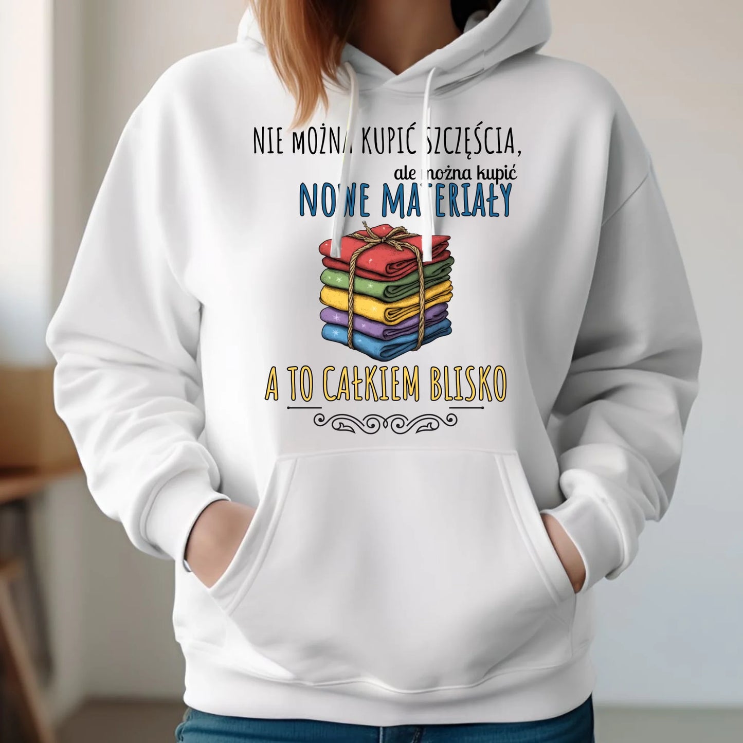 Bluza damska z kapturem szyciowa dla krawcowej - Nie można kupić szczęścia HS03
