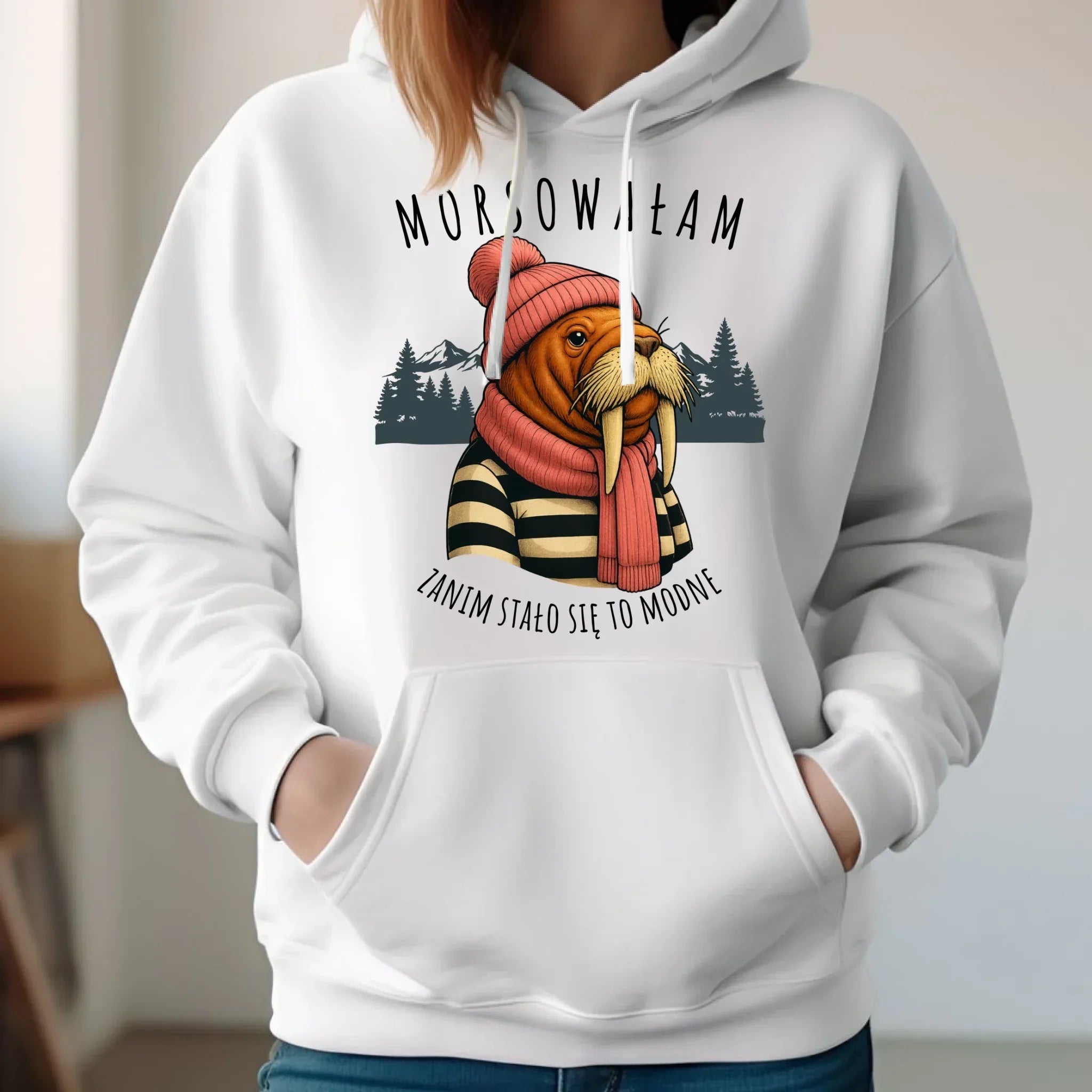 Bluza damska z kapturem - prezent dla morsa - Morsowałam zanim stało się to modne - Mors HM21 - StoryCups.pl