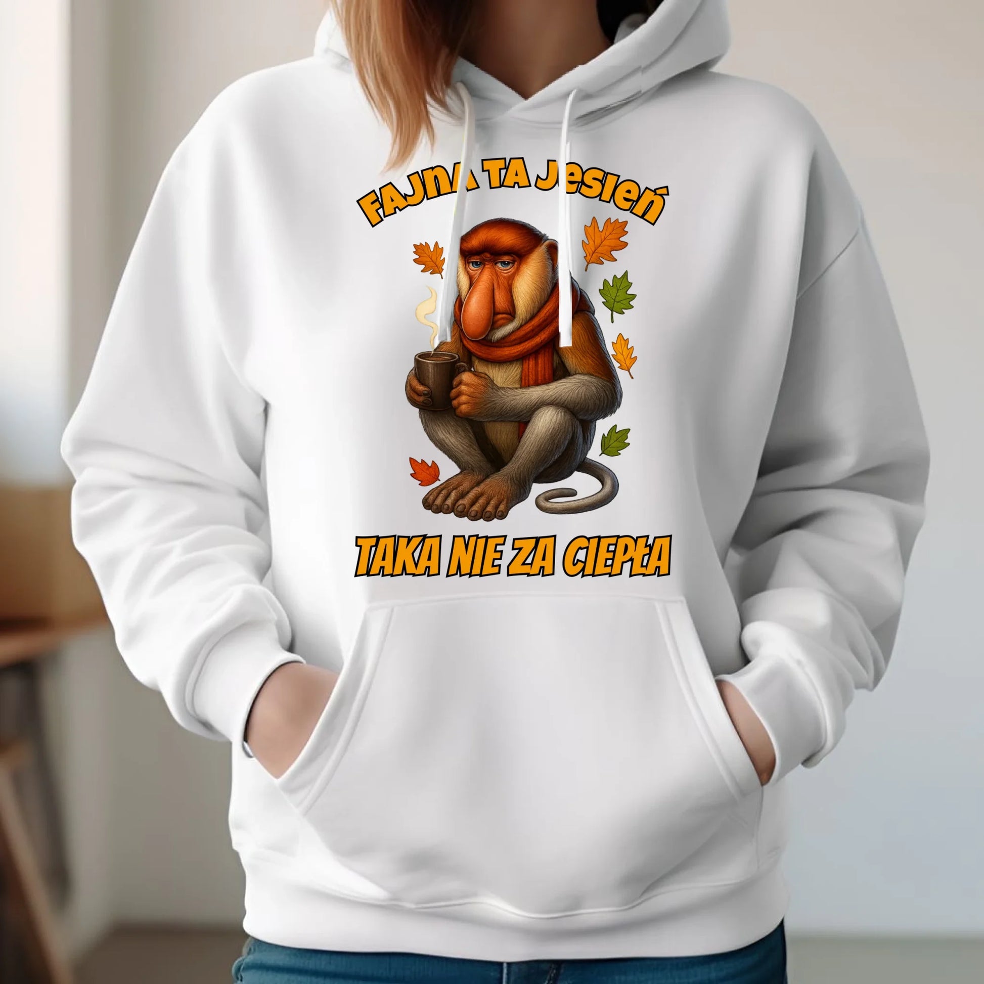 Bluza damska z kapturem jesienna - Janusz Nosacz - Fajna ta jesień, taka nie za ciepła JS21 - StoryCups.pl