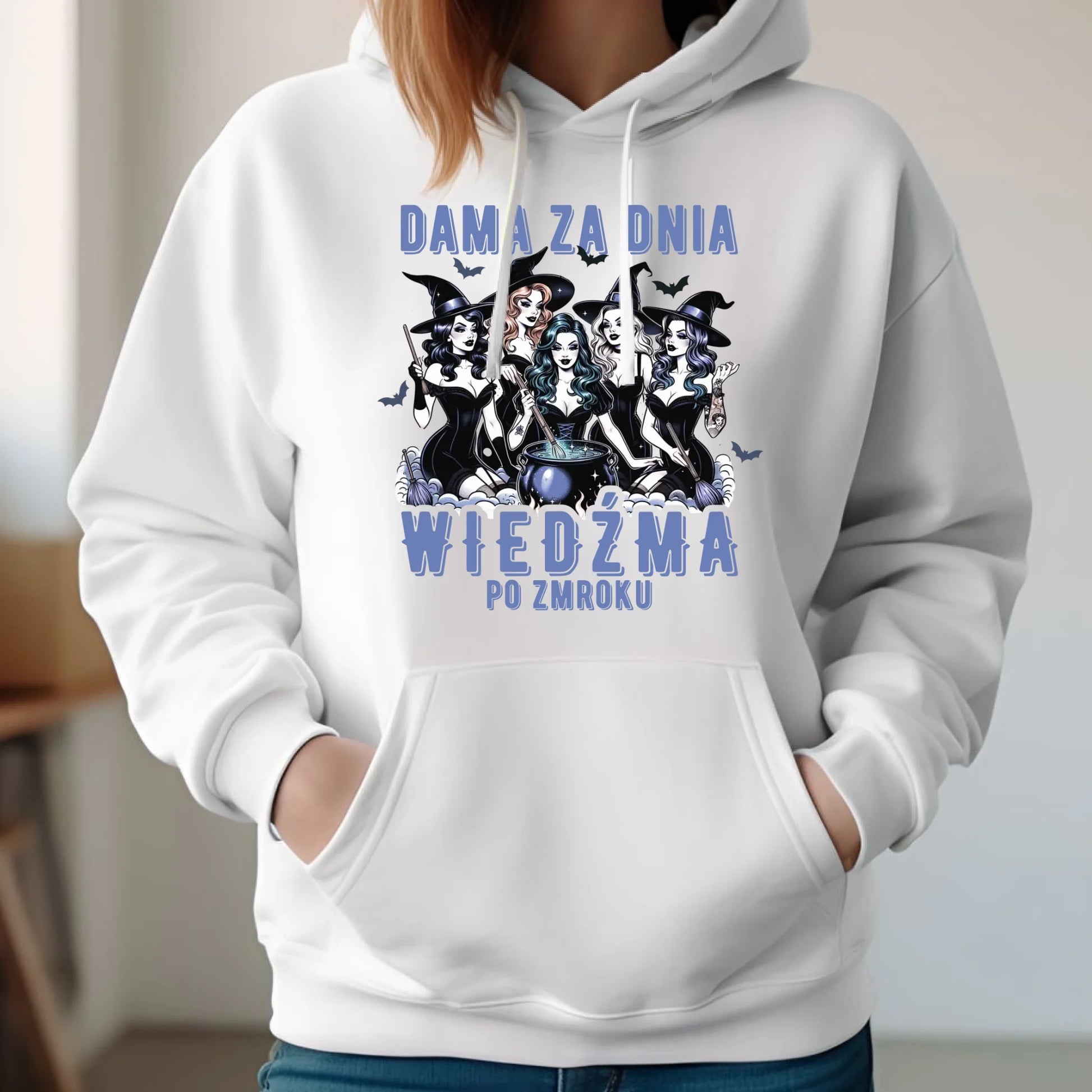 Bluza damska z kapturem - Dama za dnia wiedźma po zmroku HL16 - StoryCups.pl