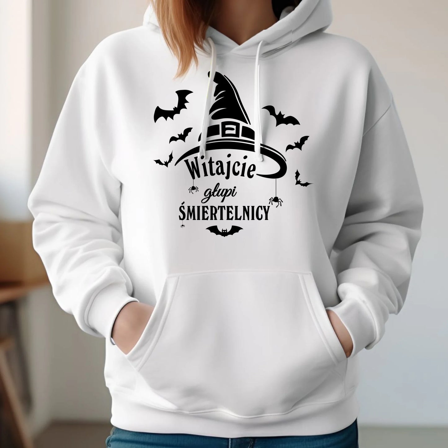 Bluza damska z kapturem na Halloween - Witajcie głupi śmiertelnicy HL23 - StoryCups.pl