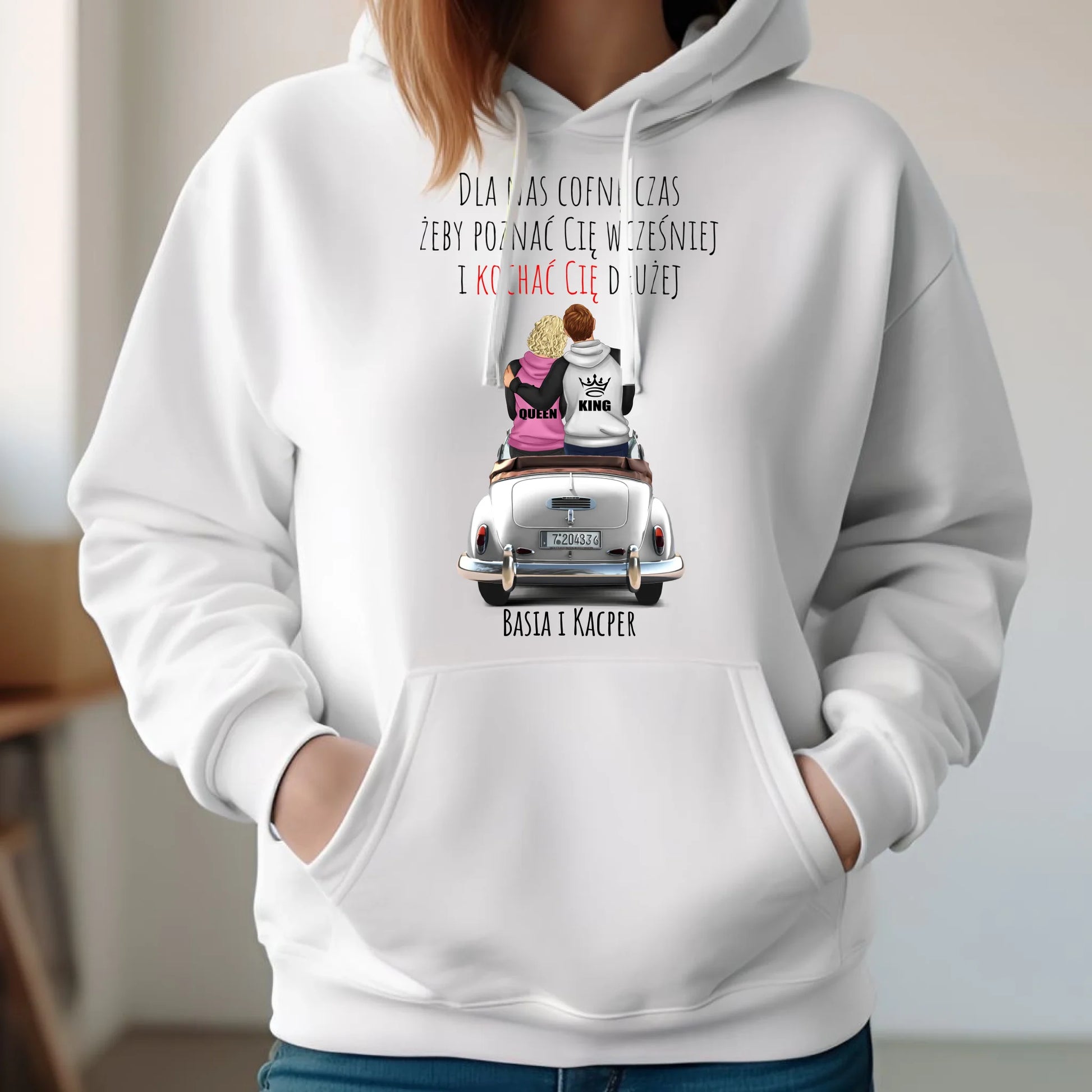 Bluza damska z kapturem dla par - prezent dla dziewczyny - Cofnę czas - personalizowana W08 - StoryCups.pl