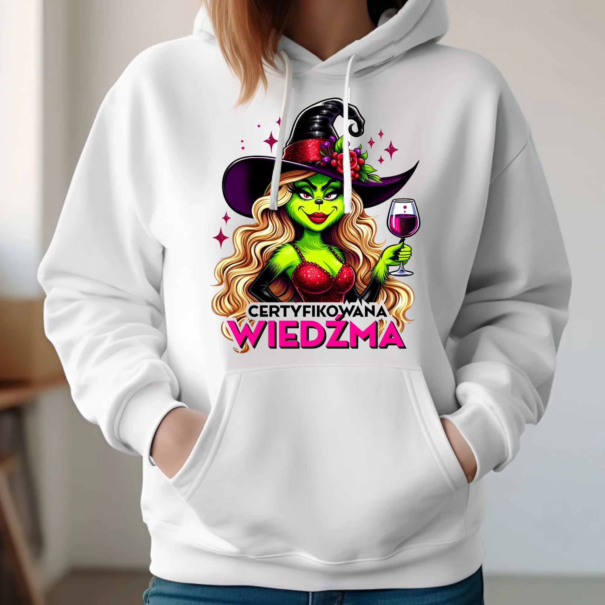 Bluza damska z kapturem - Certyfikowana wiedźma - śmieszna HL13 - StoryCups.pl