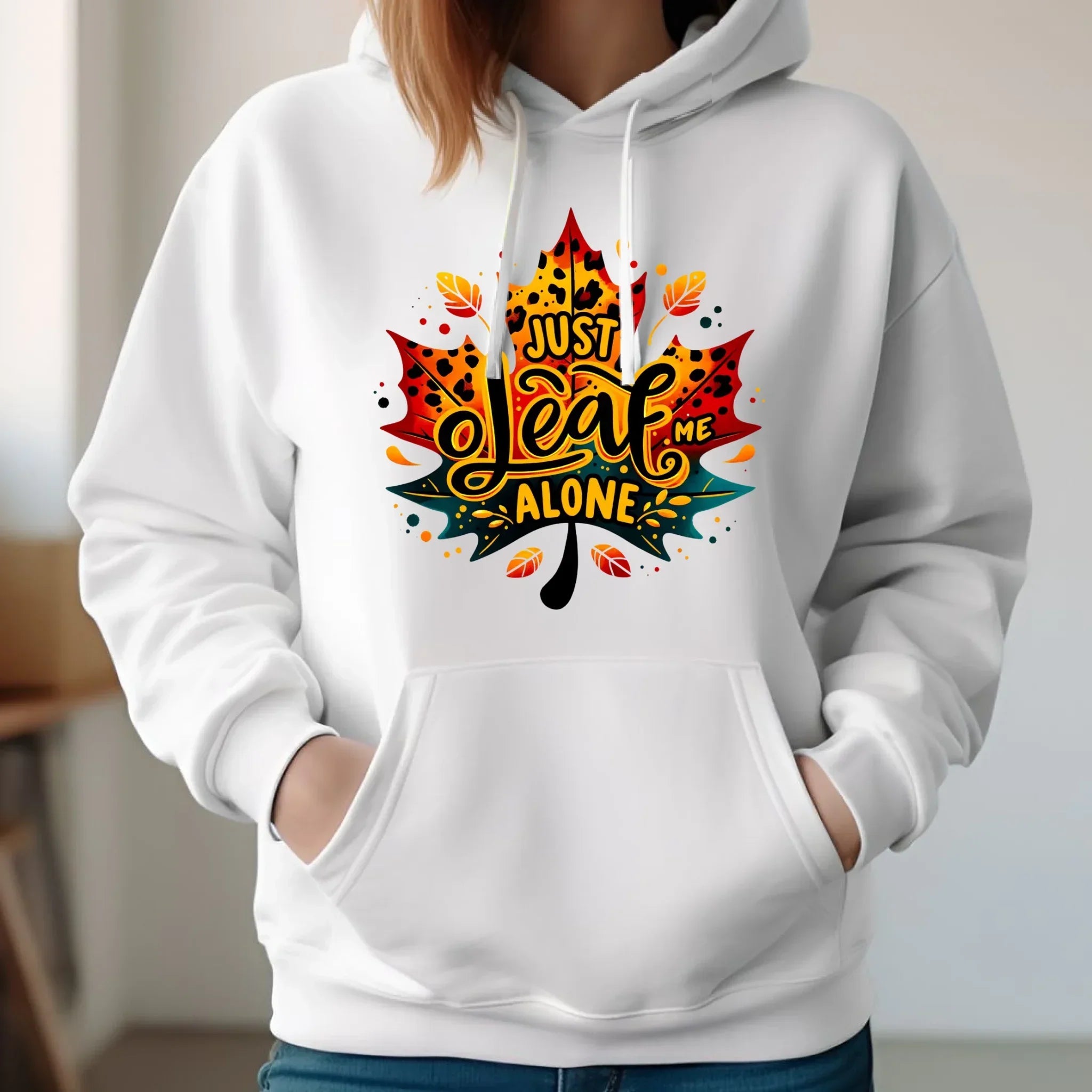 Bluza damska z kapturem jesienna - Just leaf me alone JS22 - StoryCups.pl