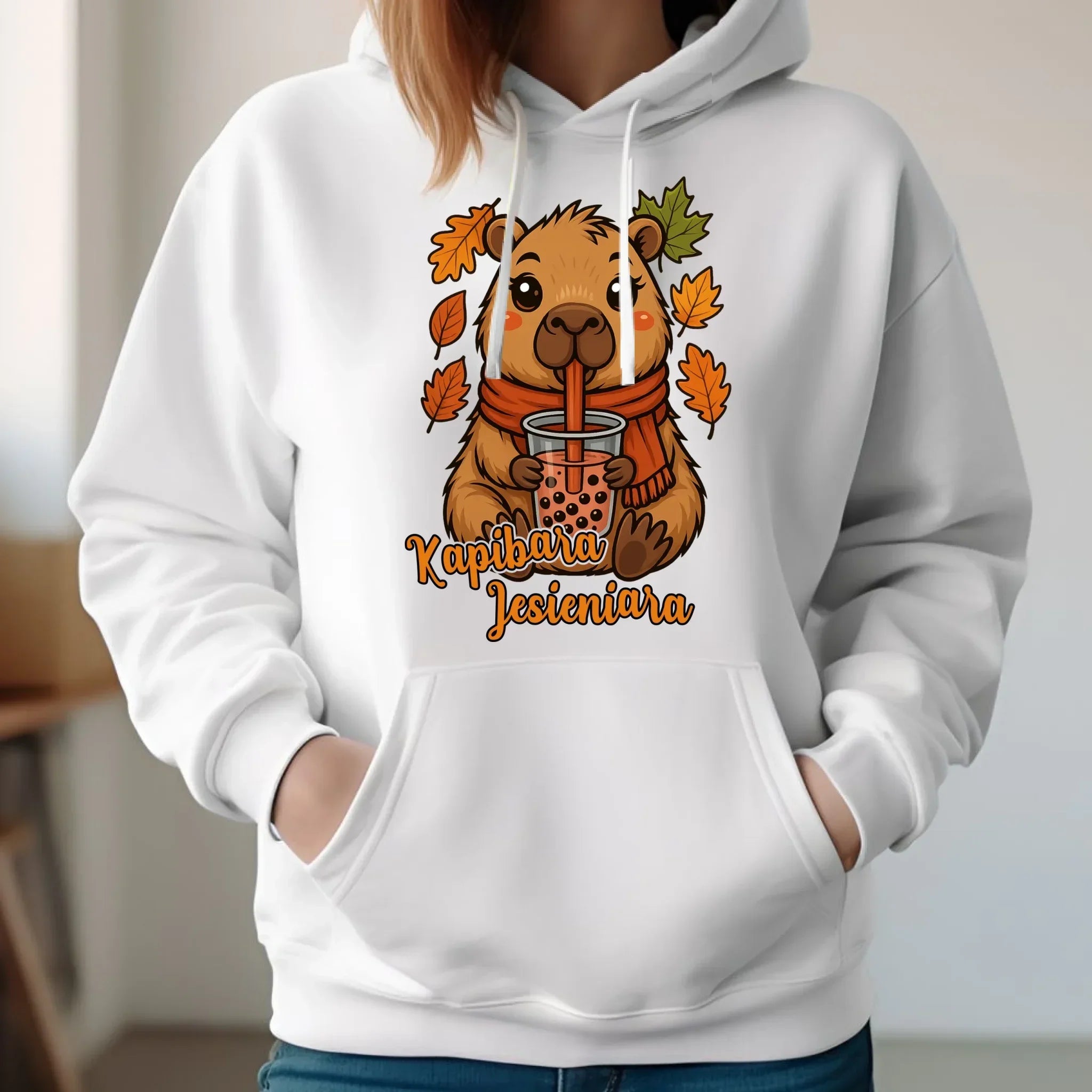 Bluza damska z kapturem jesienna - Kapibara Jesieniara JS19 - StoryCups.pl
