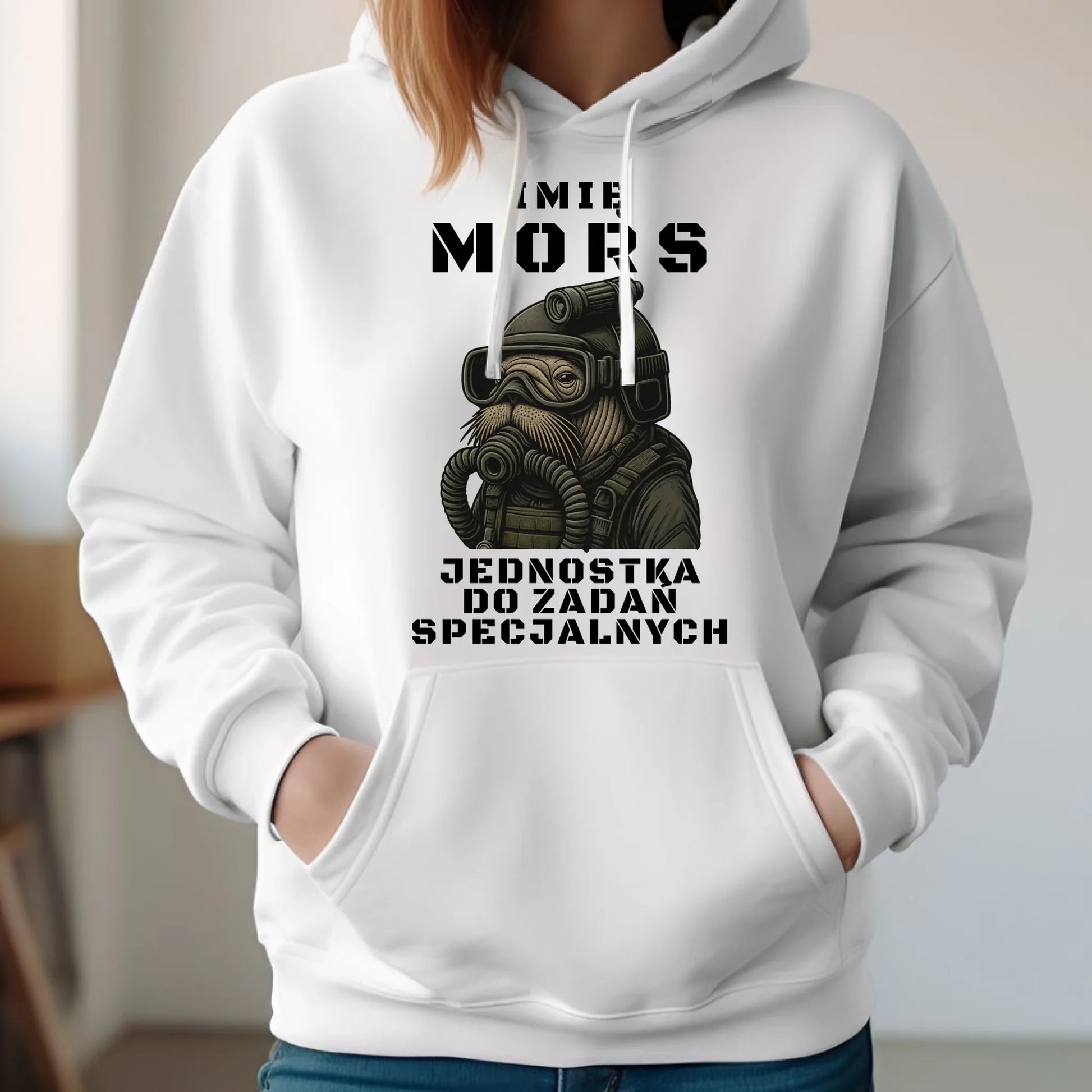 Bluza damska z kapturem - prezent dla morsa - Mors do zadań specjalnych - personalizowana HM07 - StoryCups.pl