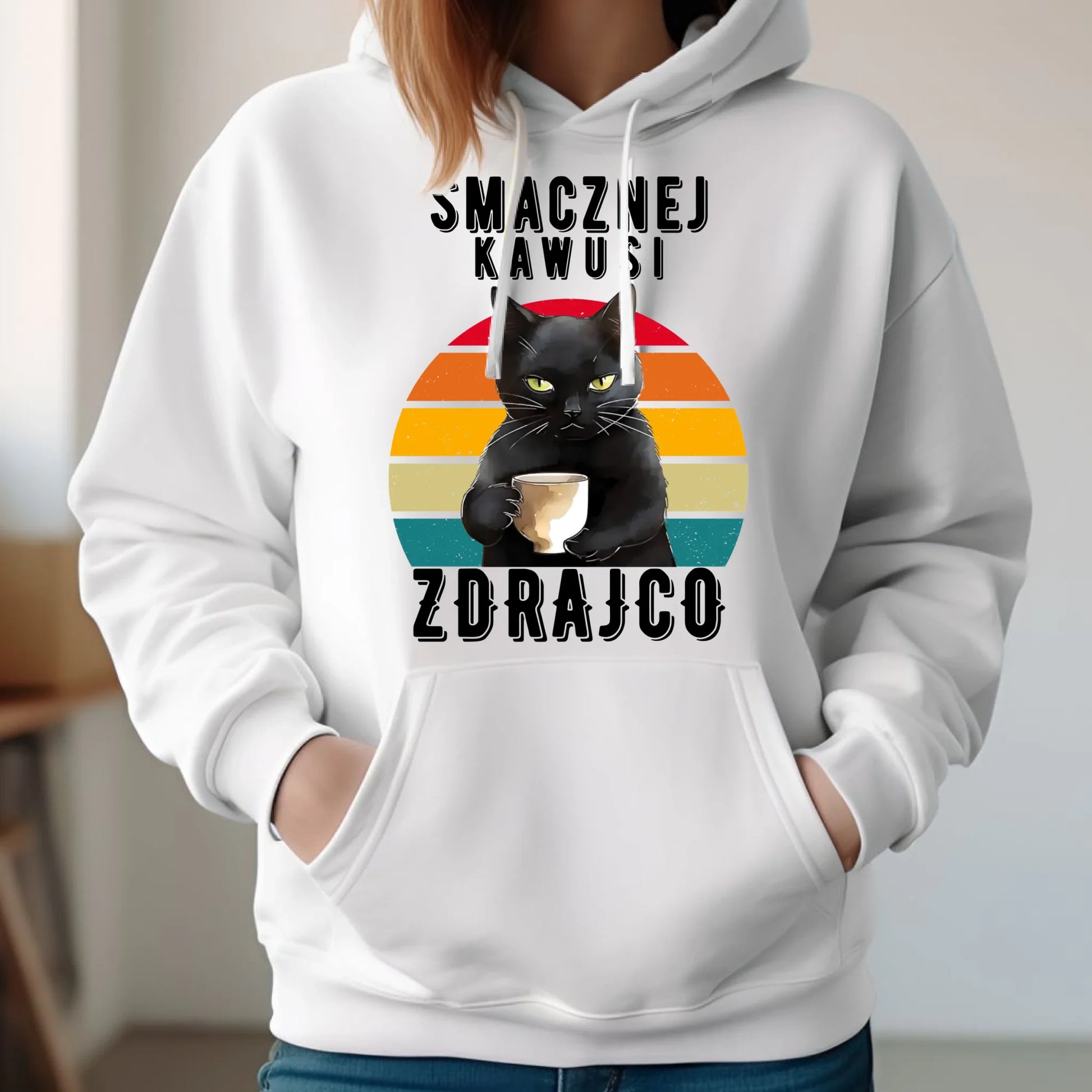 Bluza damska z kapturem na odejście z pracy - Smacznej kawusi zdrajco OP03 - StoryCups.pl