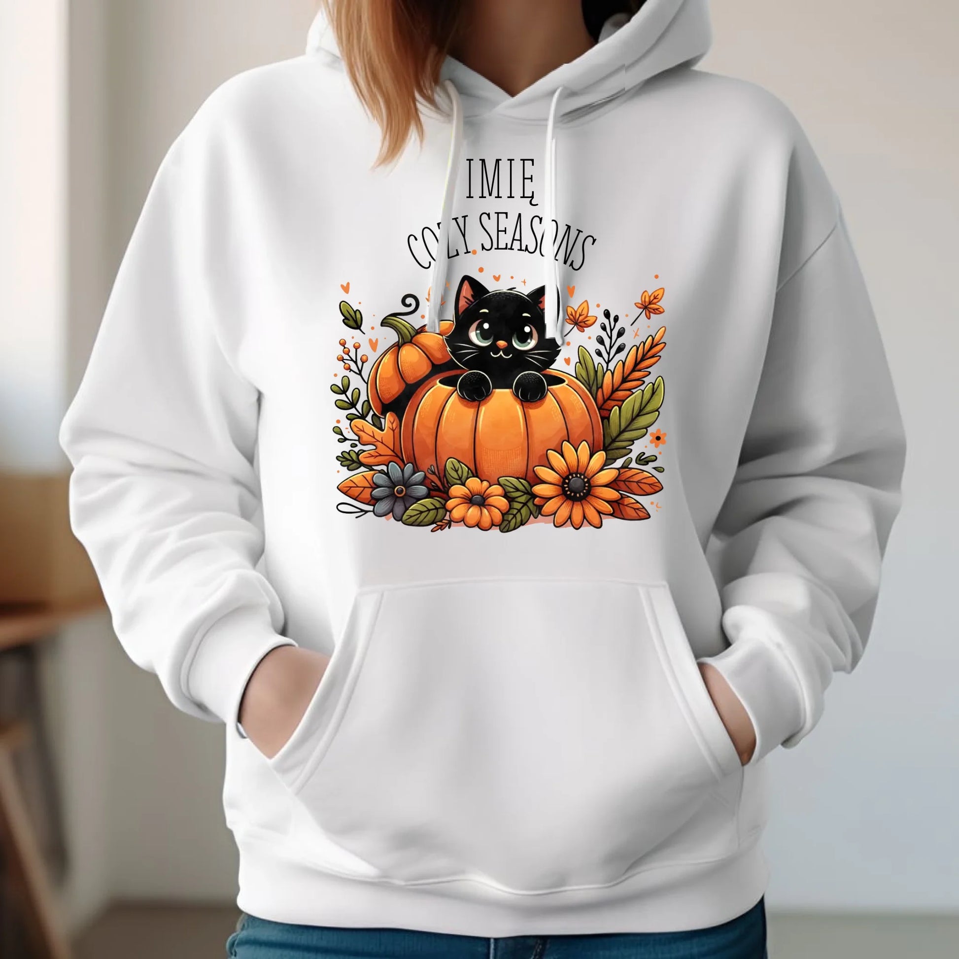 Bluza damska z kapturem jesieniara - Cozy Seasons - personalizowana JS01 - StoryCups.pl