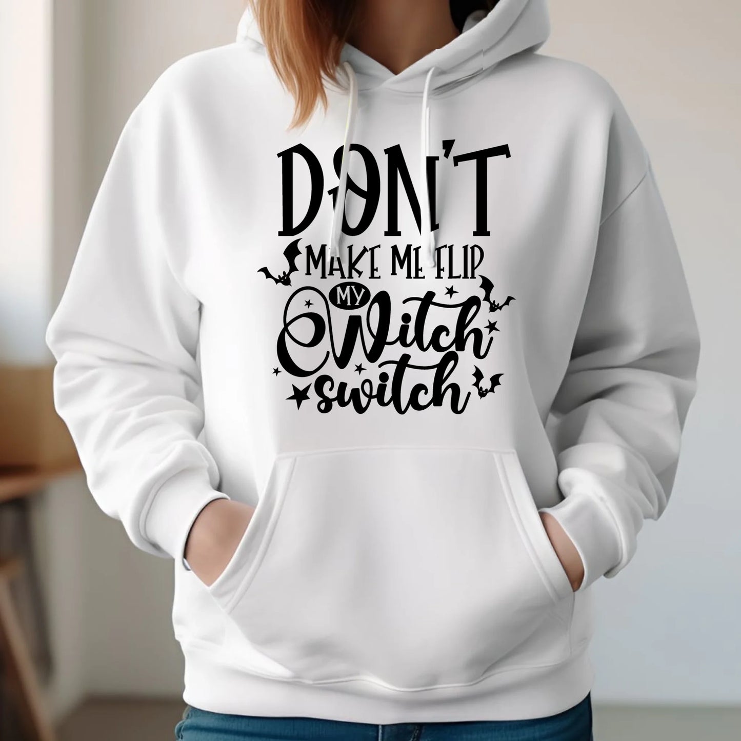 Bluza damska z kapturem na Halloween - Don't make me flip my witch switch - śmieszna HL11 - StoryCups.pl