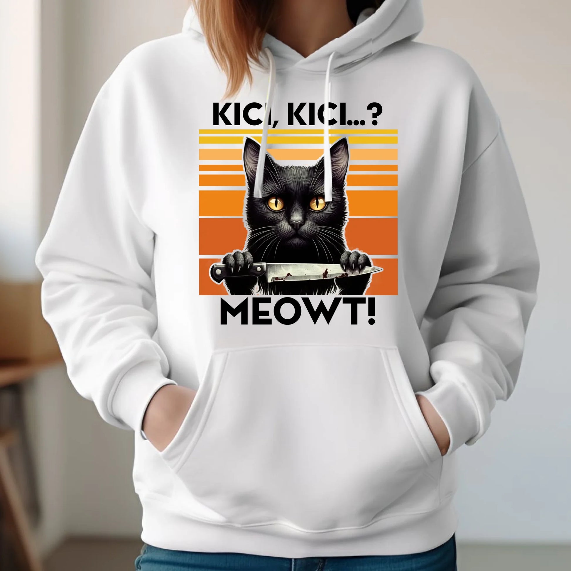 Bluza damska - Kot z nożem - Kici, kici... MEOWT! HL17 - StoryCups.pl
