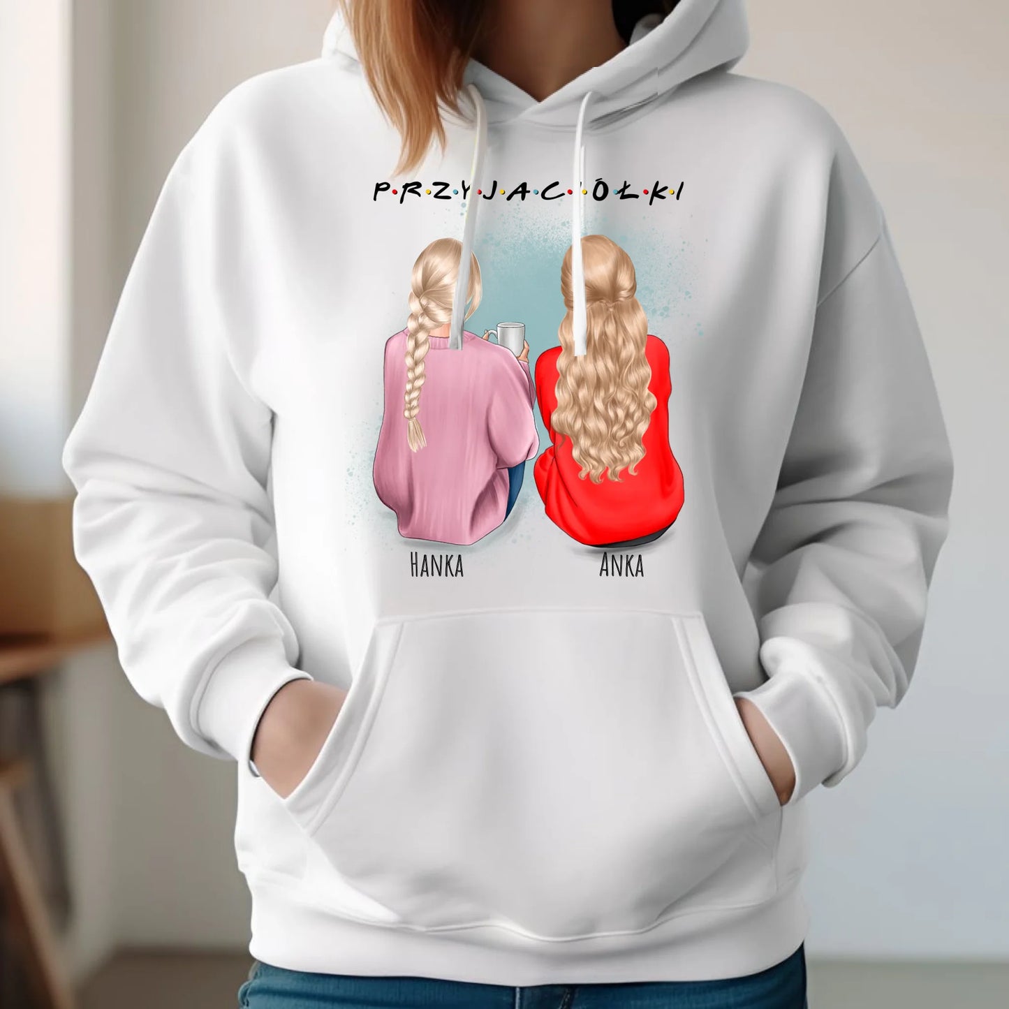 Bluza damska z kapturem - prezent dla przyjaciółki - personalizowane postacie 2-4 osoby PR02 - StoryCups.pl