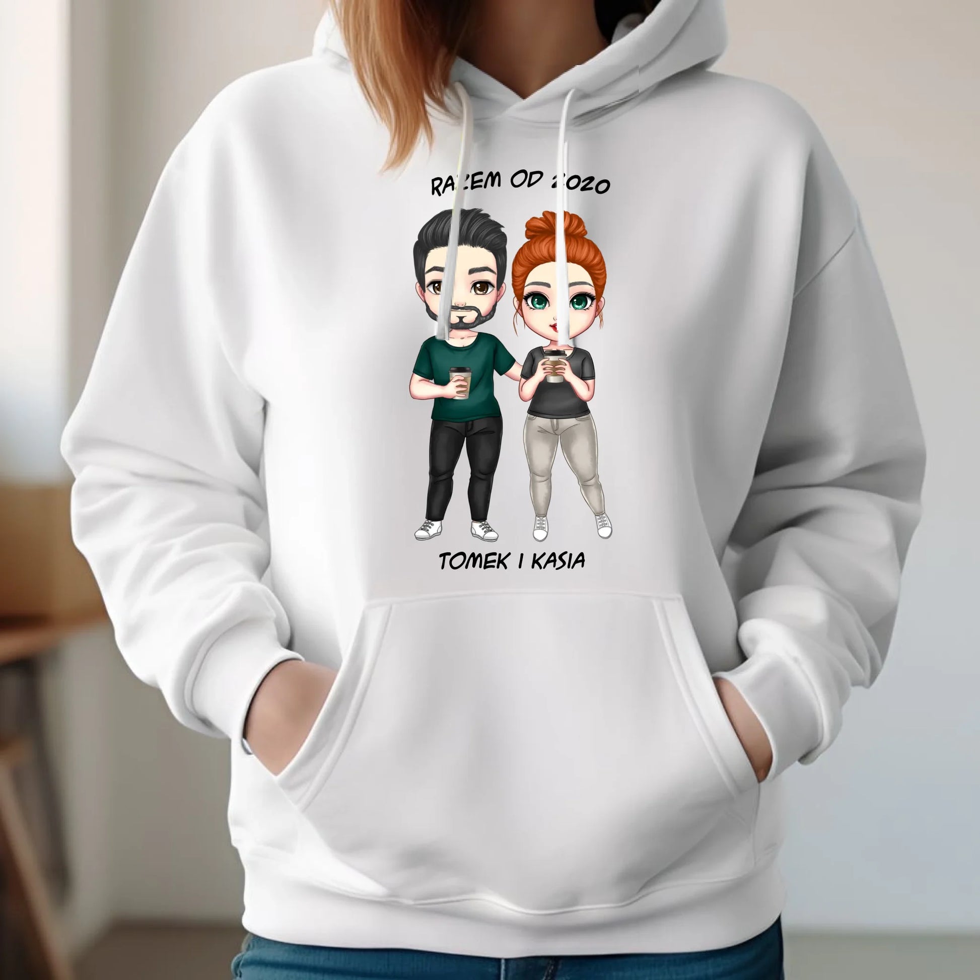 Bluza damska z kapturem dla par - prezent dla dziewczyny narzeczonej żony - personalizowana W01 - StoryCups.pl