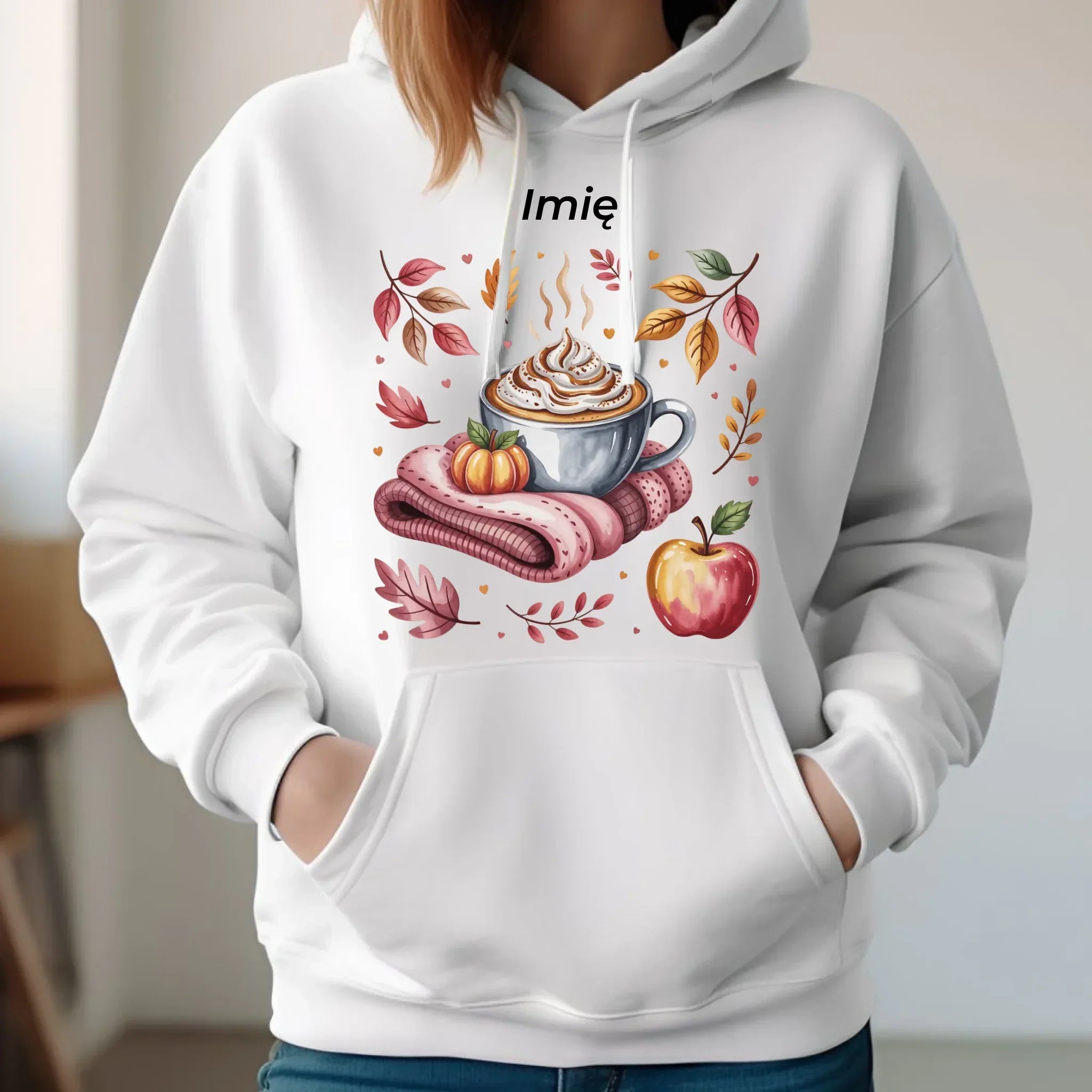 Bluza damska z kapturem jesienna - Przytulna jesień - personalizowana JS29 - StoryCups.pl