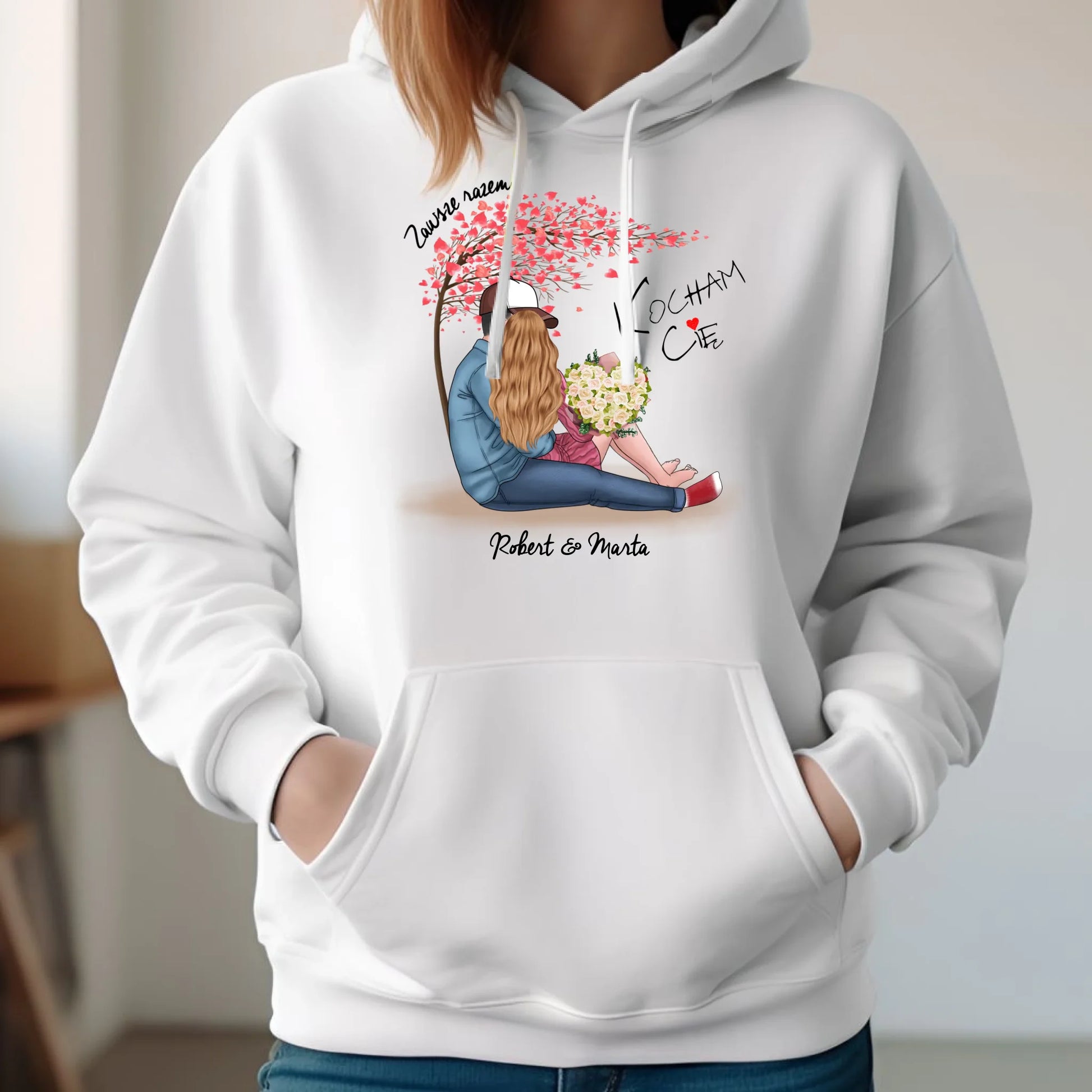 Bluza damska z kapturem dla par - prezent dla dziewczyny narzeczonej żony - Zawsze razem - personalizowana W04 - StoryCups.pl