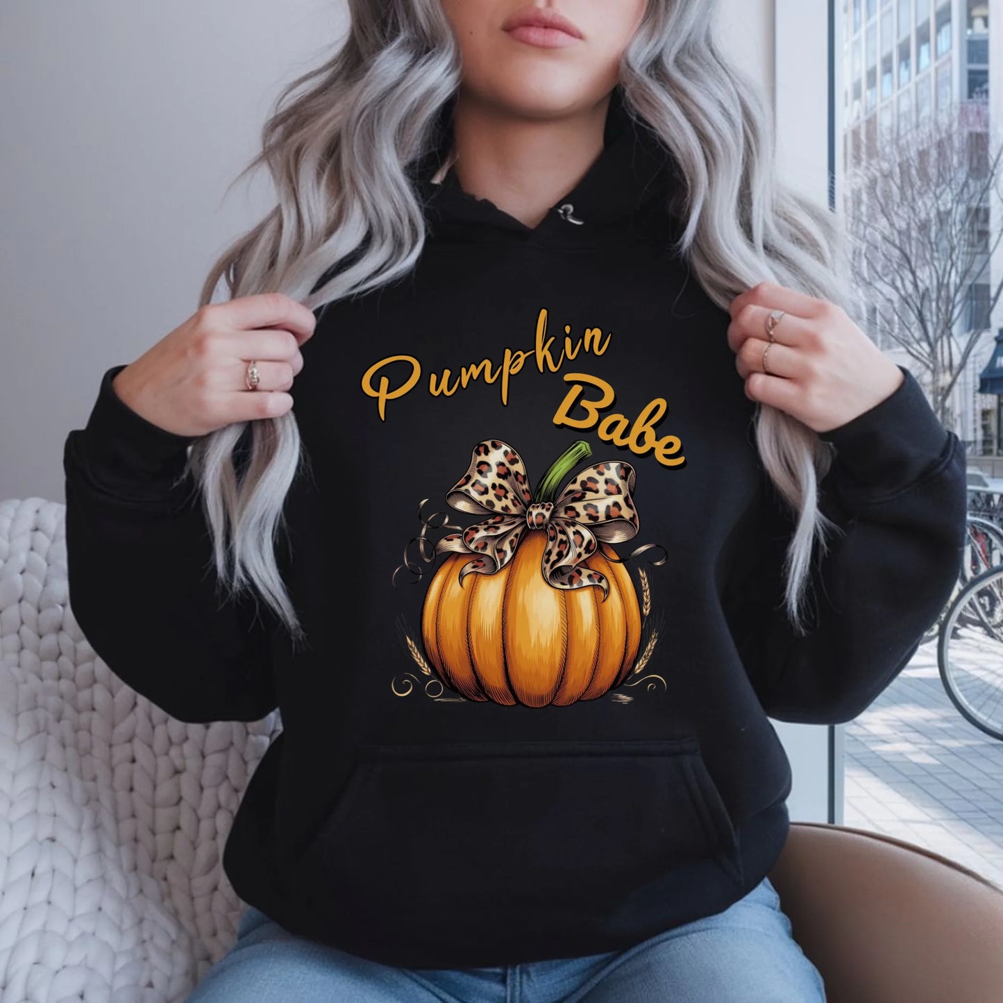 Bluza damska z kapturem jesienna - Pumpkin Babe - dla miłośniczki dyni JS33