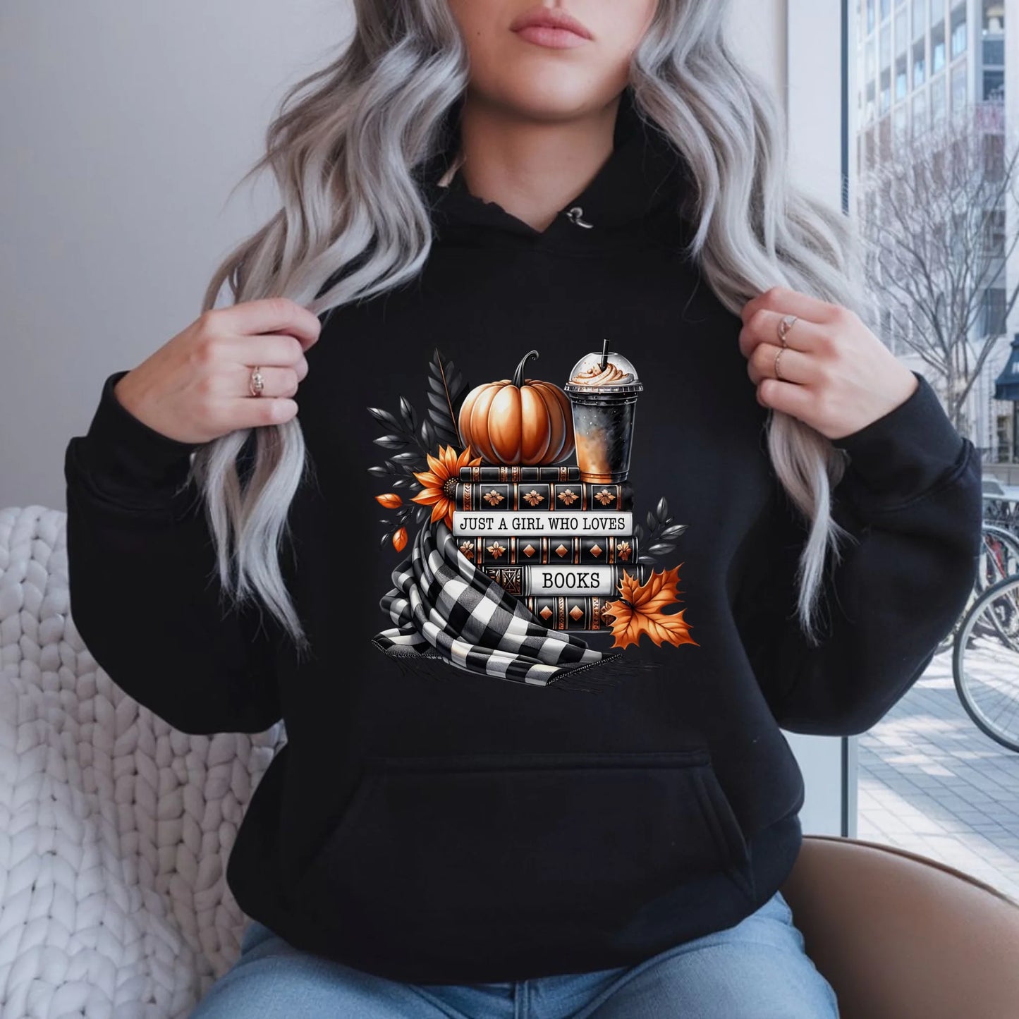 Bluza damska z kapturem jesieniara - Książkara - prezent dla miłośniczki czytania książek JS13 - StoryCups.pl