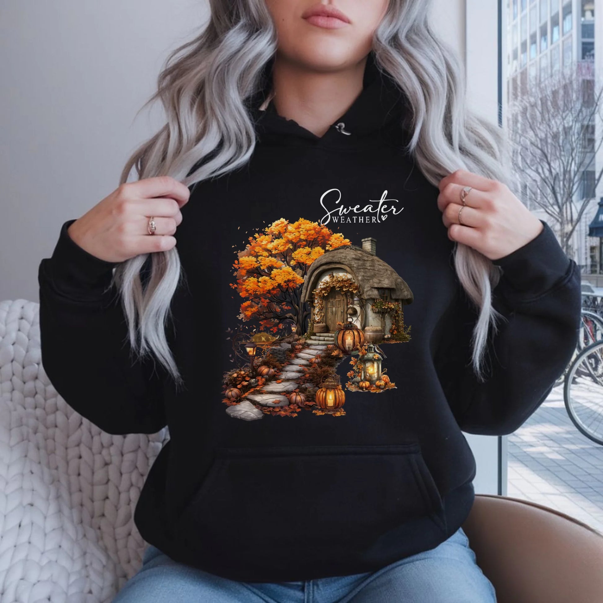 Bluza damska z kapturem jesieniara - Sweater weather JS15 - StoryCups.pl