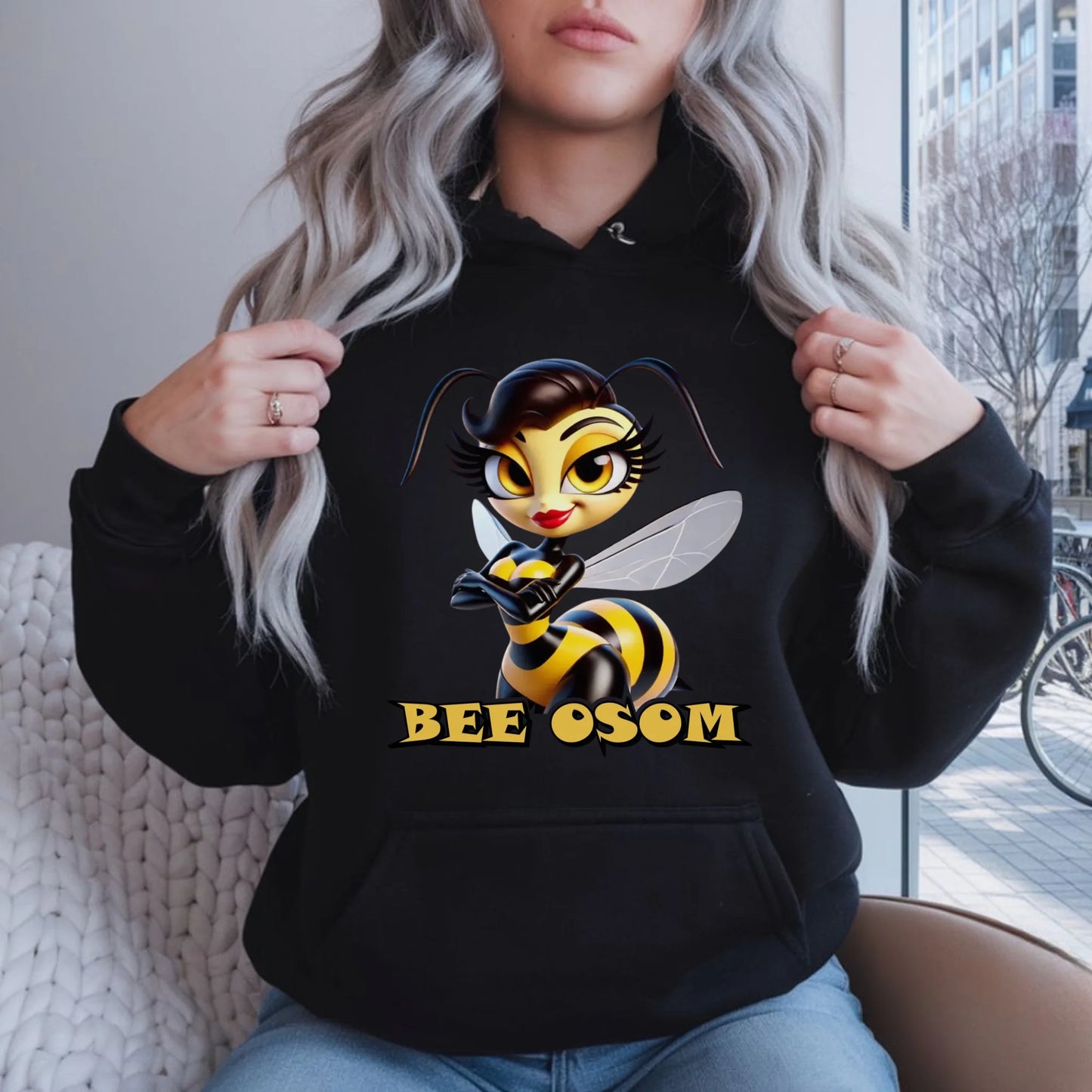 Bluza damska z kapturem - Bee Osom - Jestem niesamowita DZ11 - StoryCups.pl