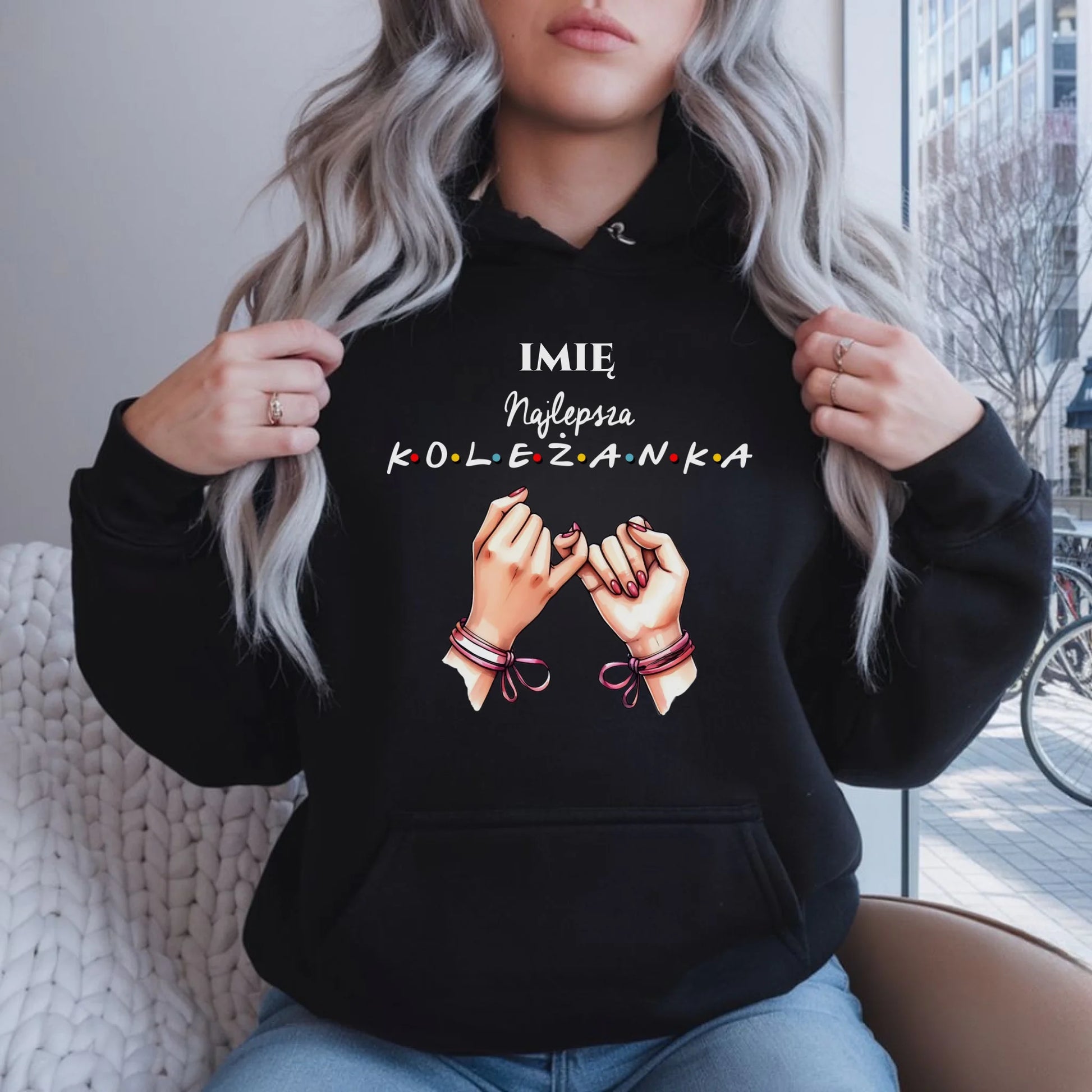 Bluza damska z kapturem - Najlepsza koleżanka - personalizowana DZ02 - StoryCups.pl