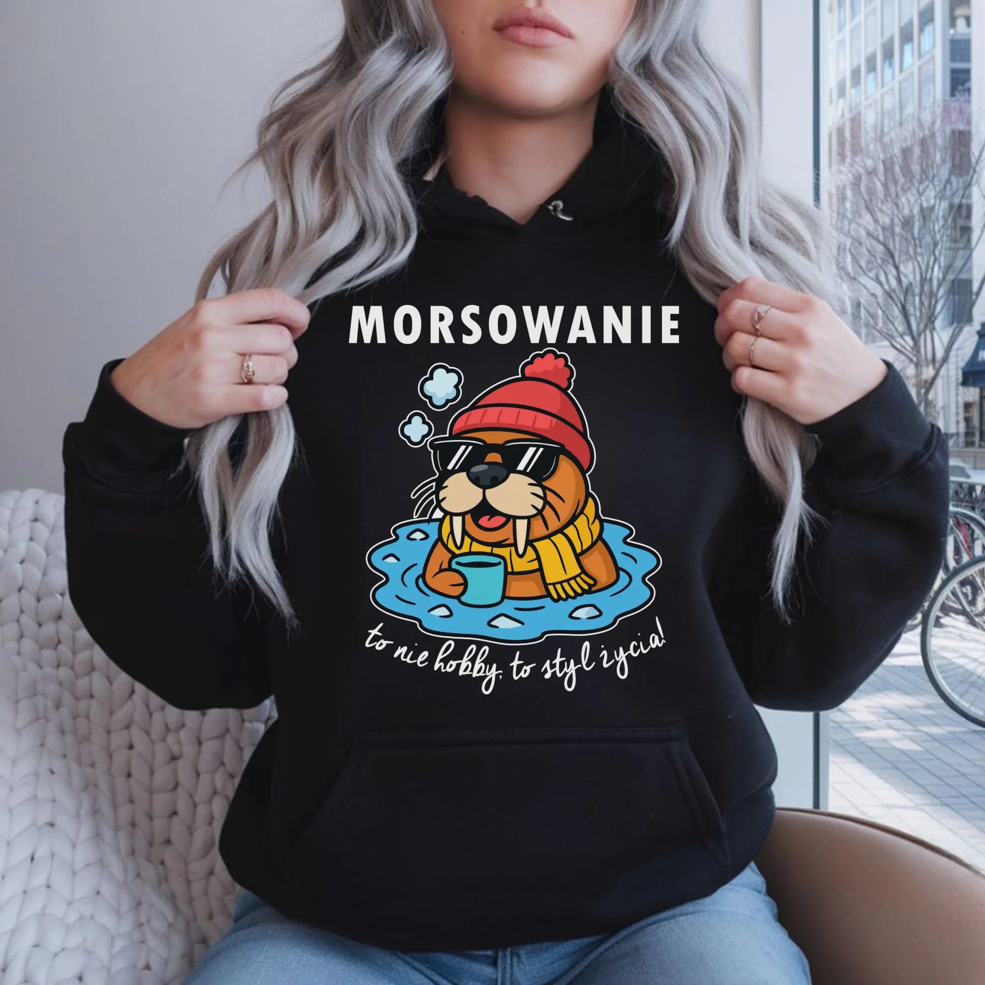 Bluza damska z kapturem - prezent dla morsa - Morsowanie to styl życia HM10 - StoryCups.pl