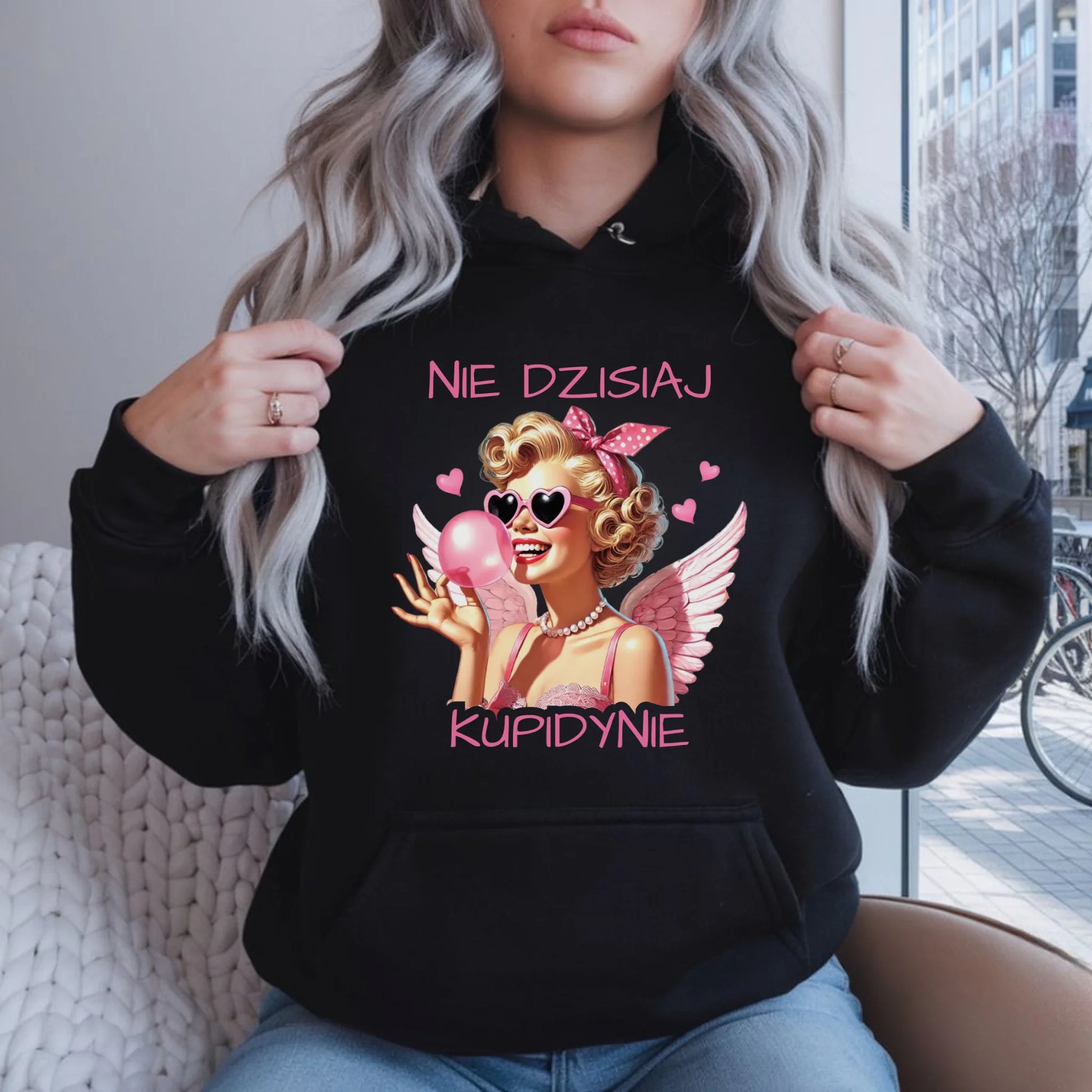 Bluza damska z kapturem na Walentynki dla singielki - Nie dzisiaj W18 - StoryCups.pl