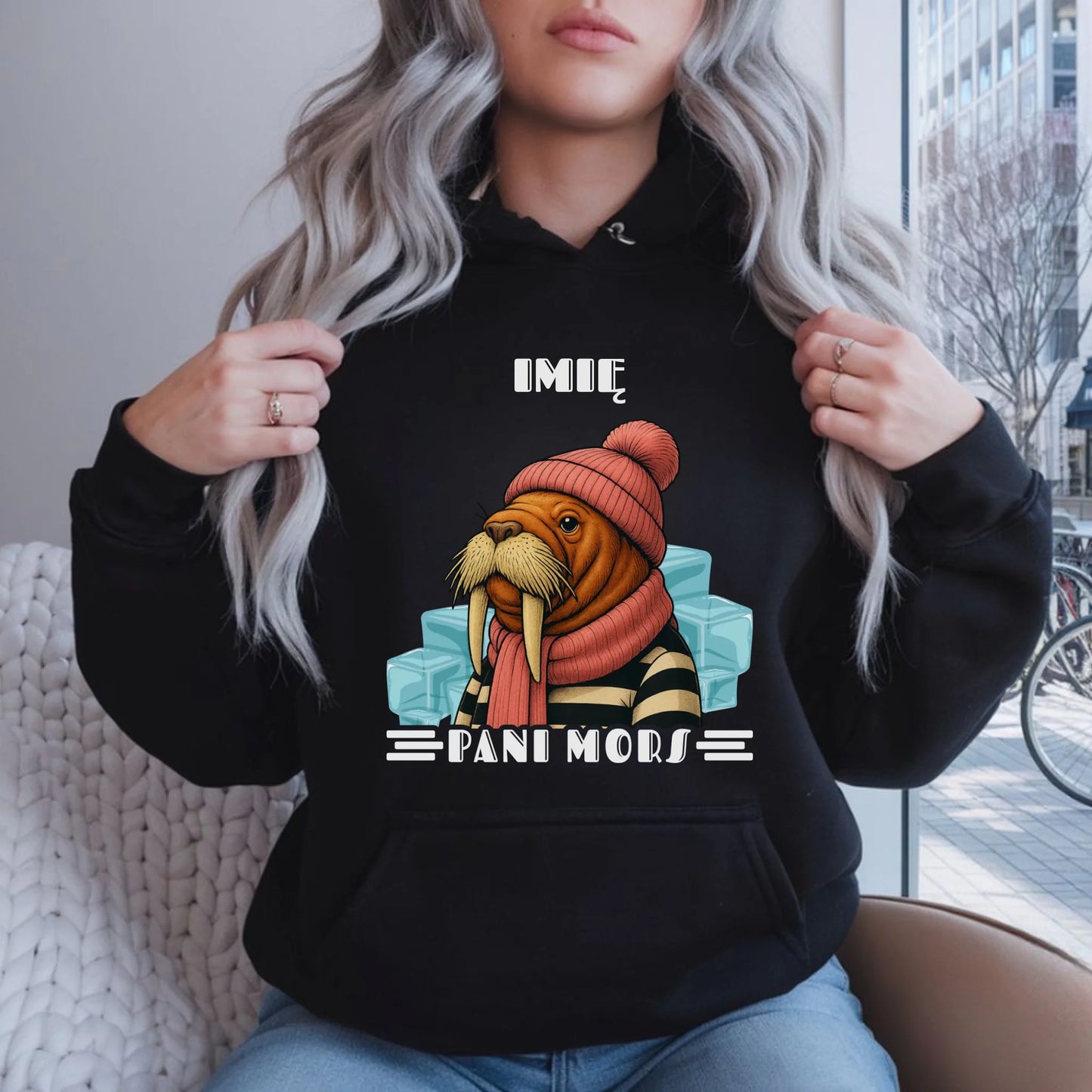Bluza damska z kapturem - prezent dla morsa - Pani Mors - personalizowana HM16 - StoryCups.pl