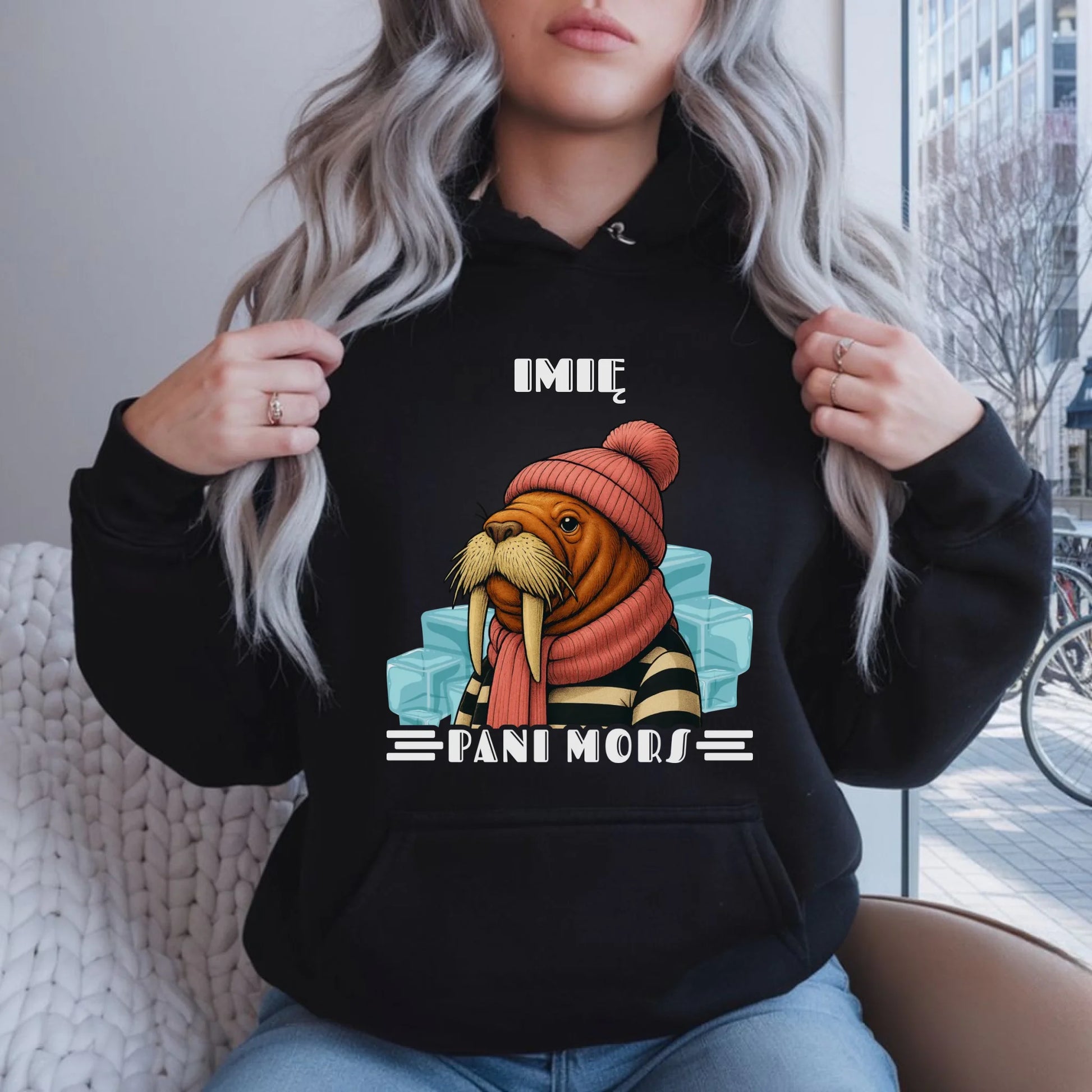 Bluza damska z kapturem - prezent dla morsa - Pani Mors - personalizowana HM16 - StoryCups.pl