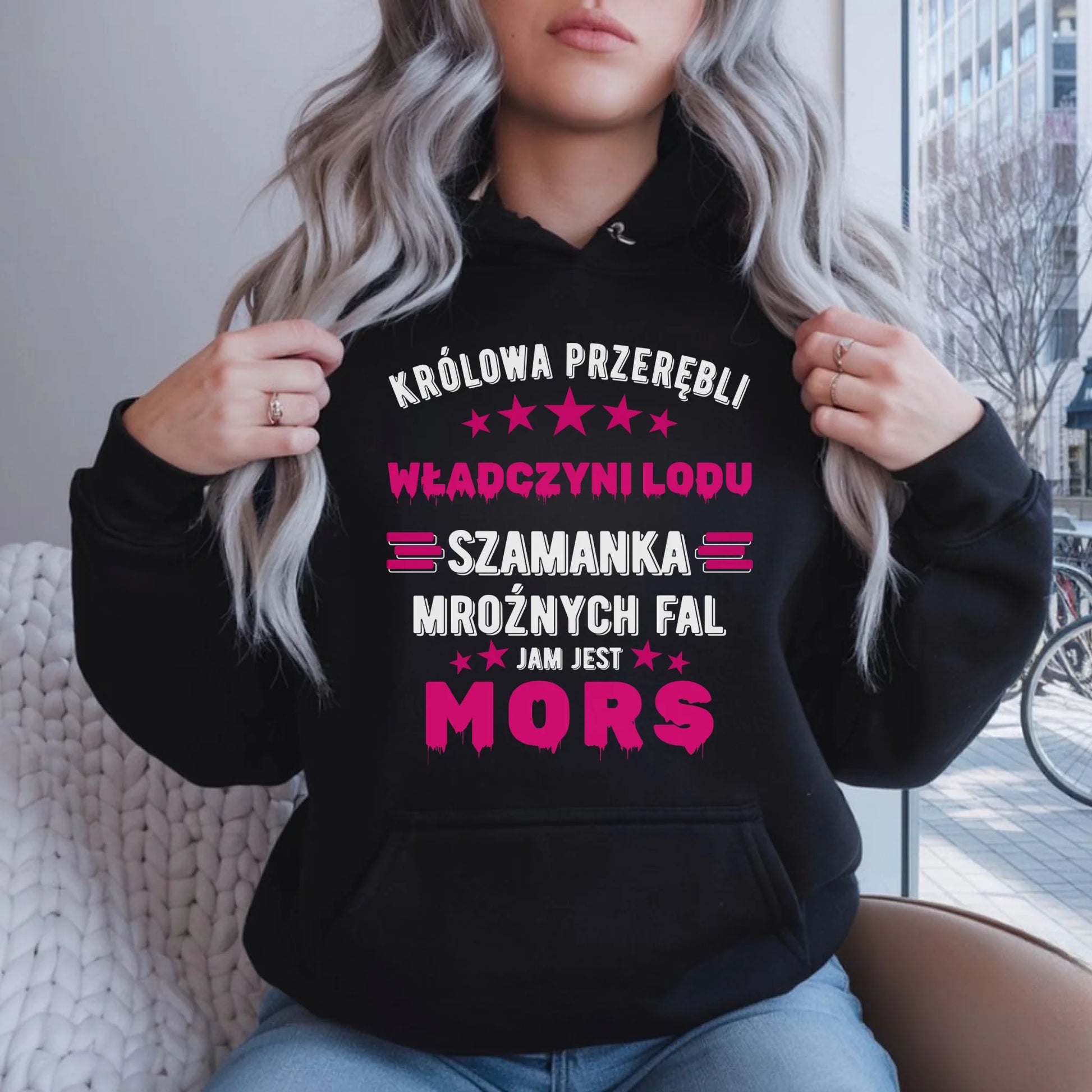 Bluza damska z kapturem - prezent dla morsa - Królowa przerębli Jam jest mors HM17 - StoryCups.pl