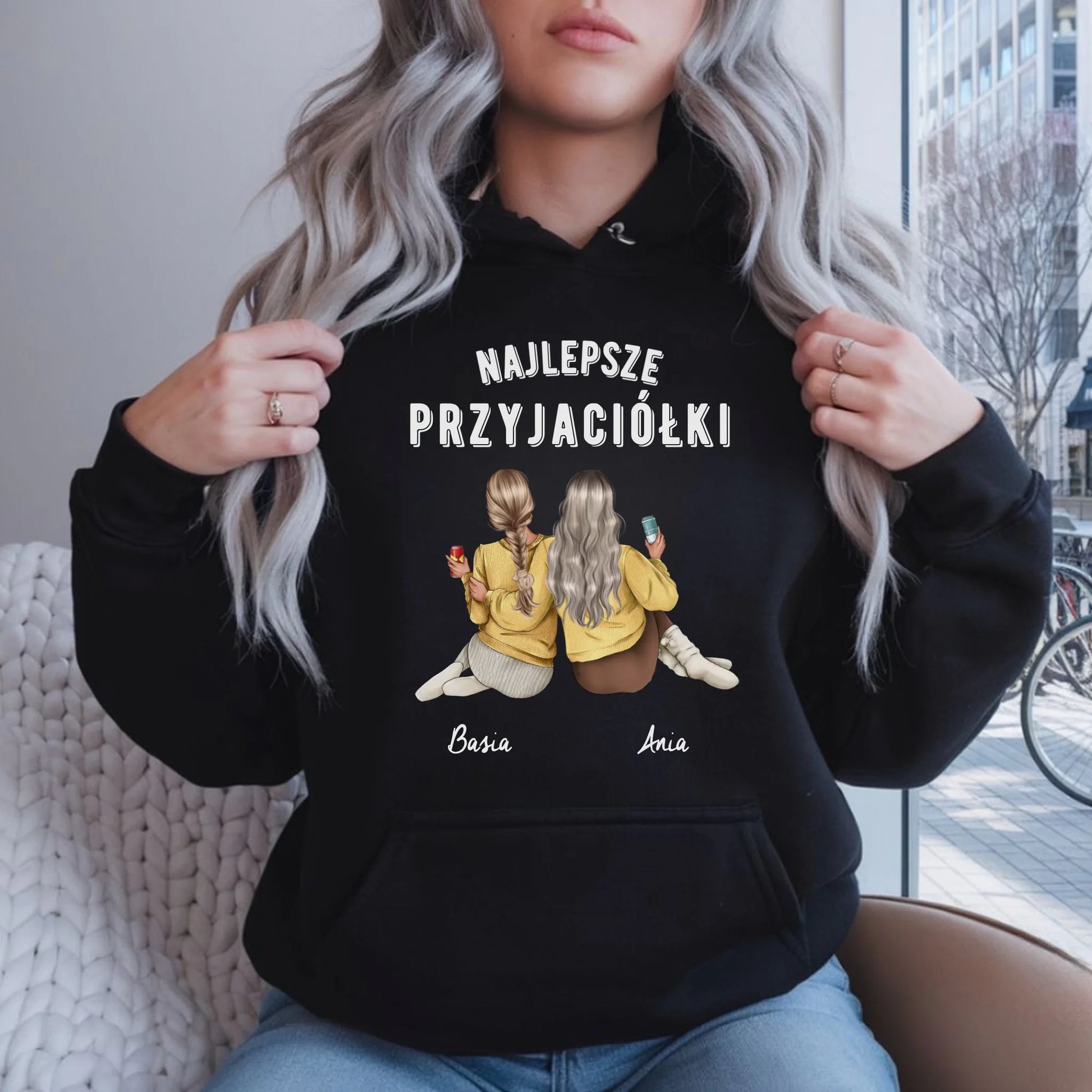 Bluza damska z kapturem - prezent dla przyjaciółek - Najlepsze przyjaciółki 2-4 osób - personalizowana PR01 - StoryCups.pl