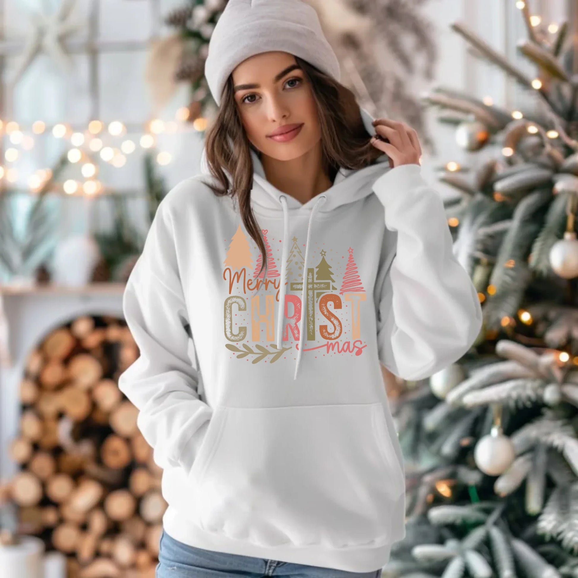 Bluza damska z kapturem świąteczna - Merry Christmas BN01 - StoryCups.pl