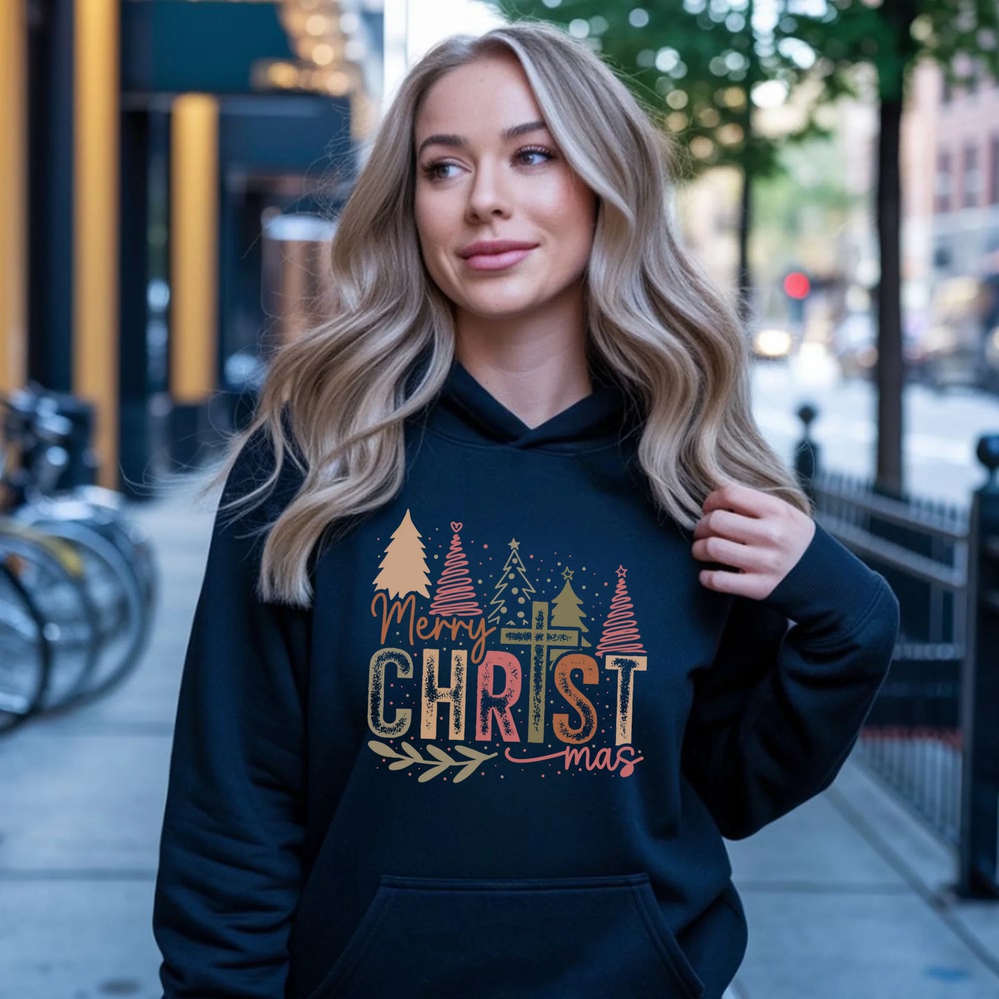 Bluza damska z kapturem świąteczna - Merry Christmas BN01 - StoryCups.pl