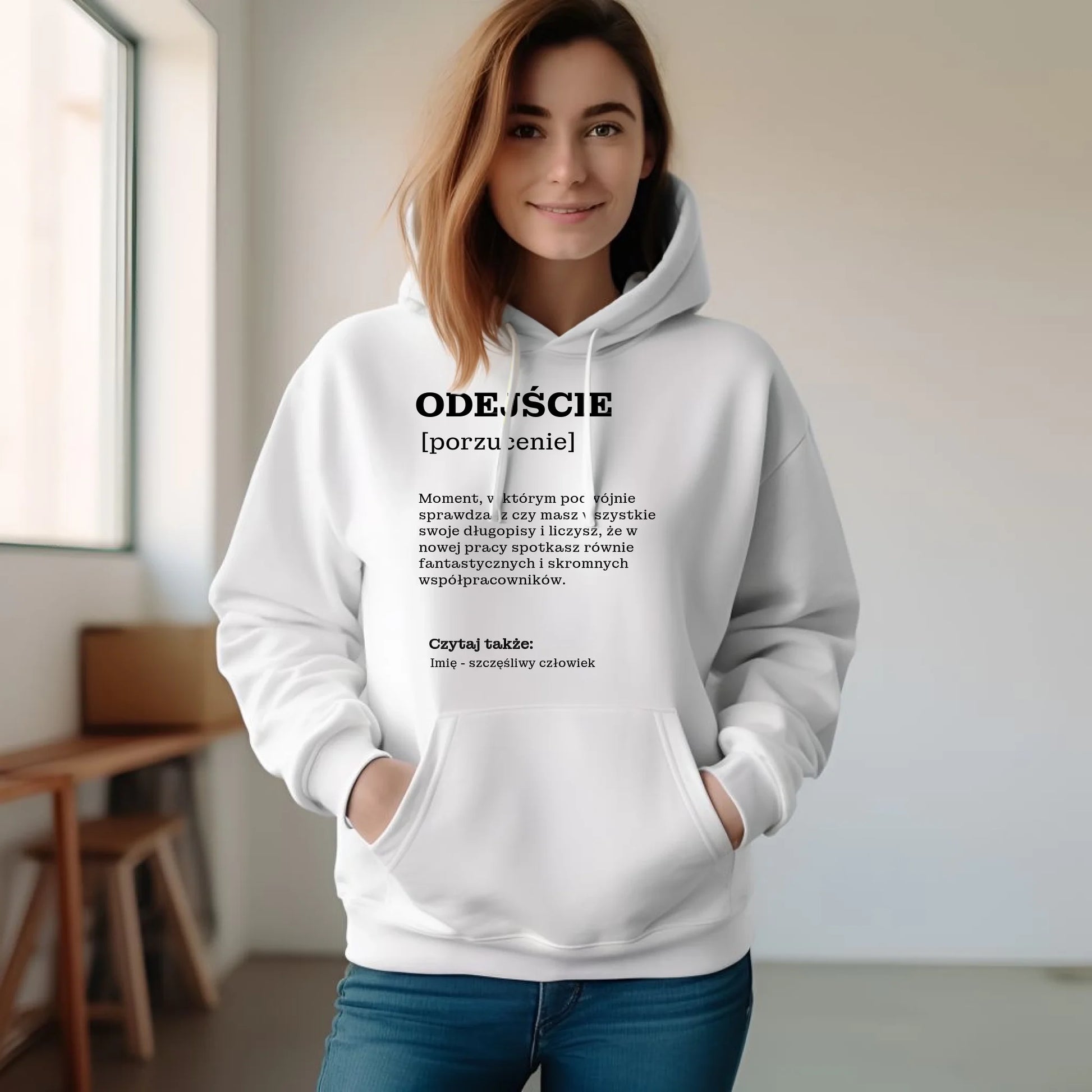 Bluza damska z kapturem - Odejście z pracy [porzucenie] - personalizowana OP01 - StoryCups.pl