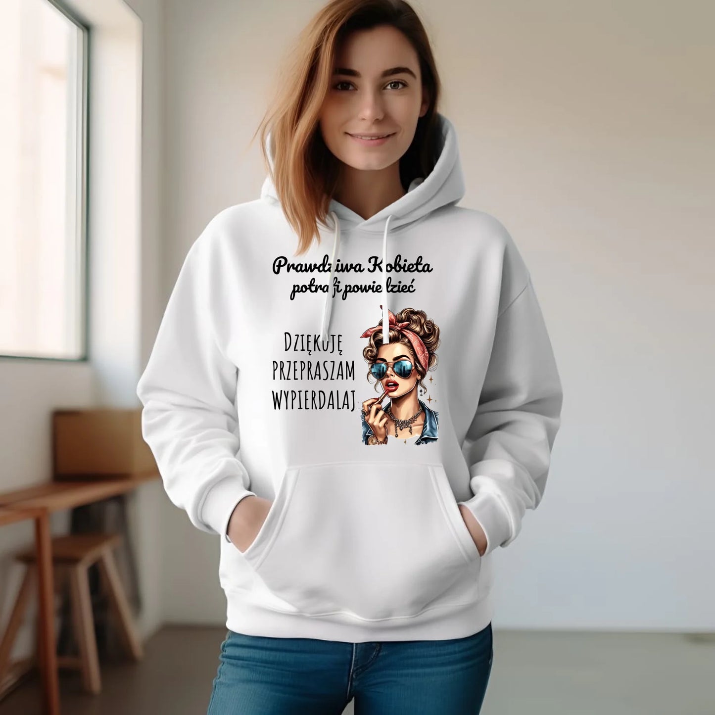 Bluza damska z kapturem - Prawdziwa kobieta - bez cenzury DZ15 - StoryCups.pl