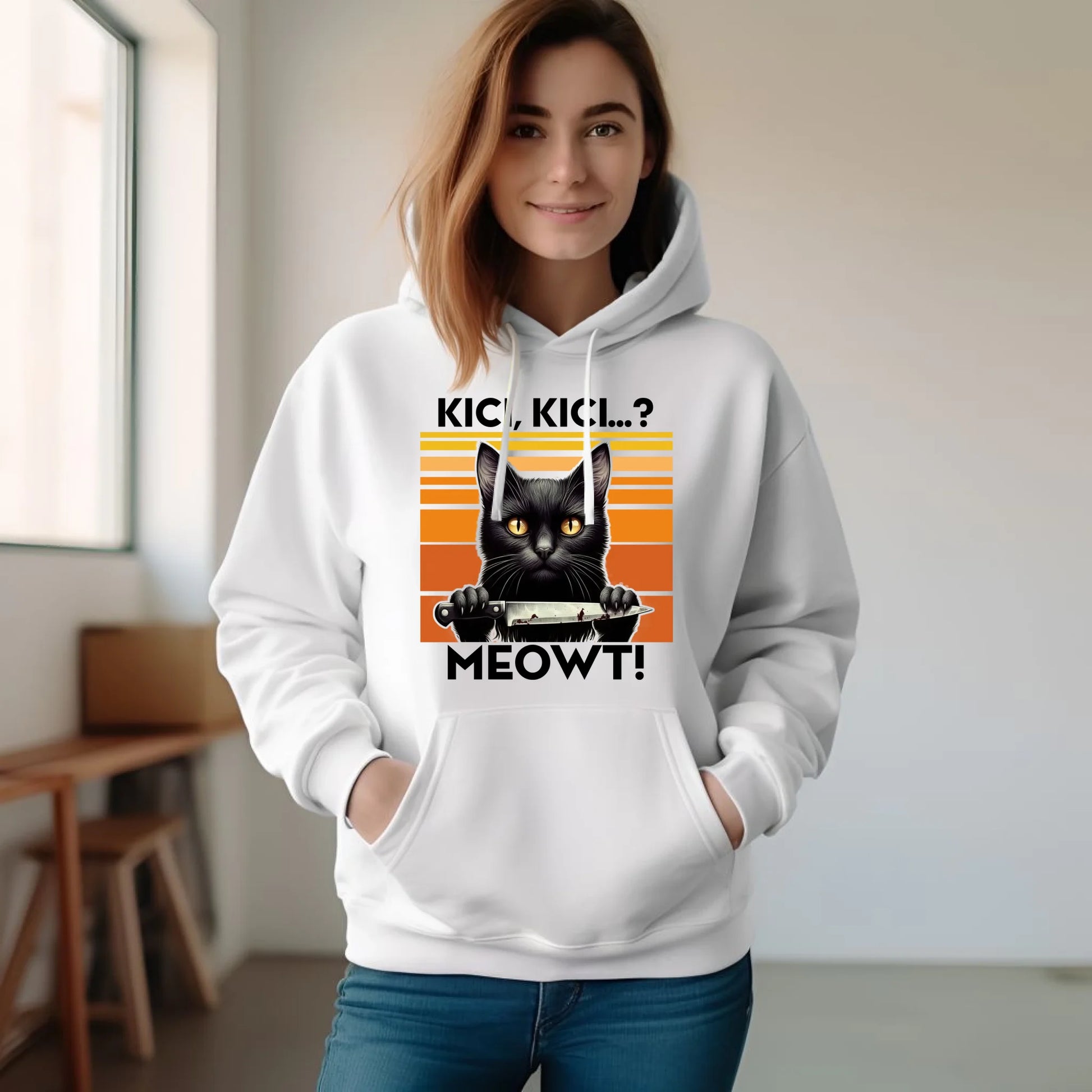 Bluza damska - Kot z nożem - Kici, kici... MEOWT! HL17 - StoryCups.pl