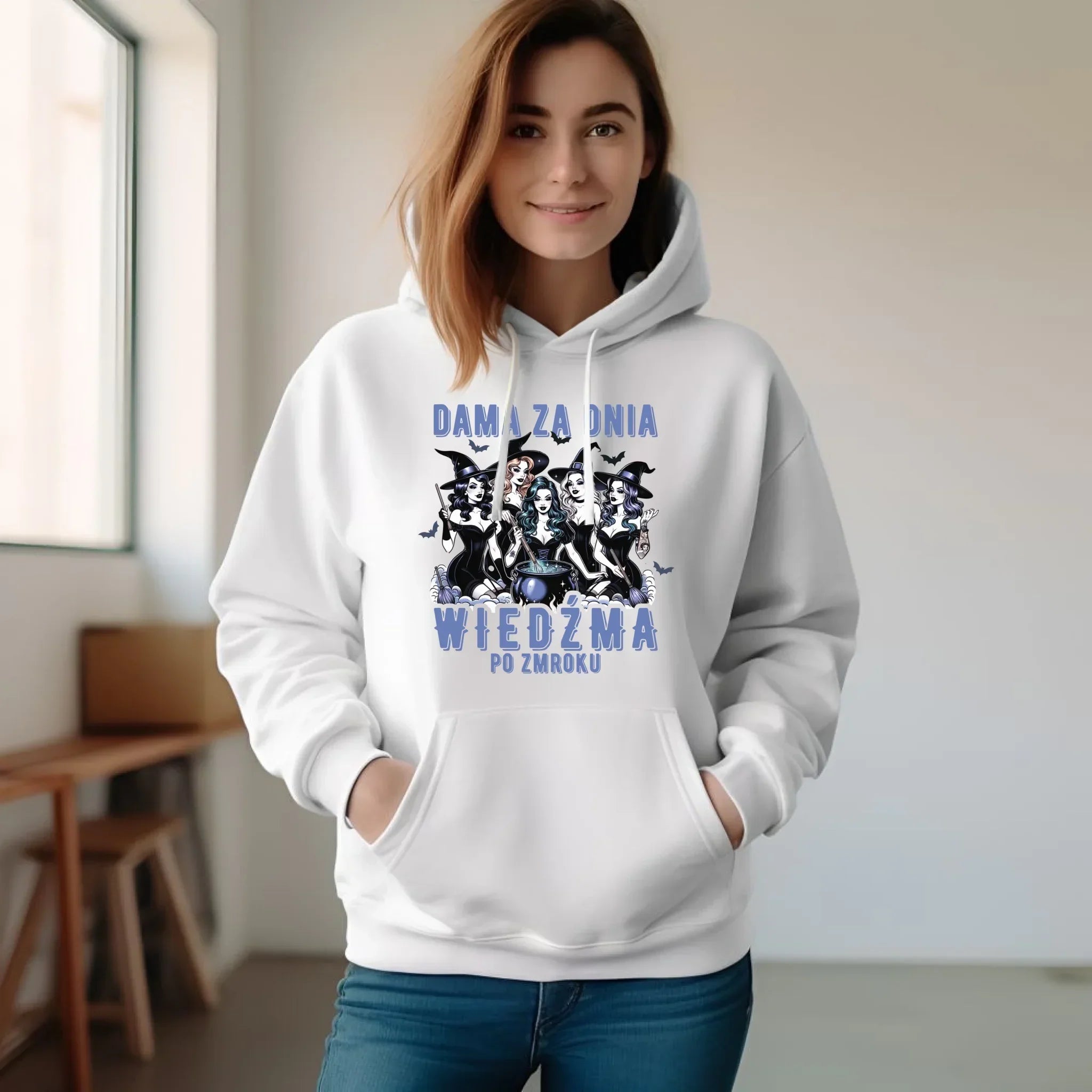 Bluza damska z kapturem - Dama za dnia wiedźma po zmroku HL16 - StoryCups.pl